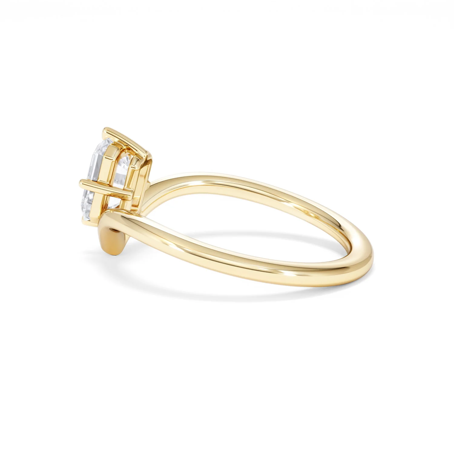 Vela 1.00ct Emerald Cut Lab Diamond Solitaire Engagement Ring in 18K Yellow Gold - Image 64