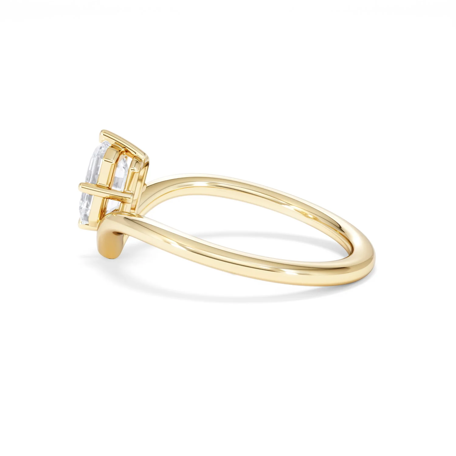Vela 1.00ct Emerald Cut Lab Diamond Solitaire Engagement Ring in 18K Yellow Gold - Image 65