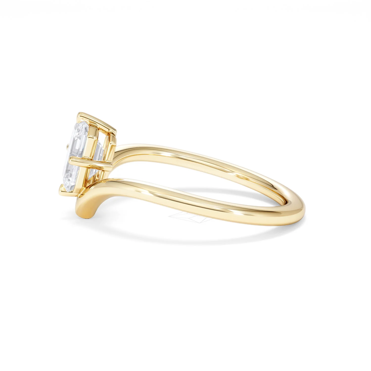 Vela 1.00ct Emerald Cut Lab Diamond Solitaire Engagement Ring in 18K Yellow Gold - Image 69
