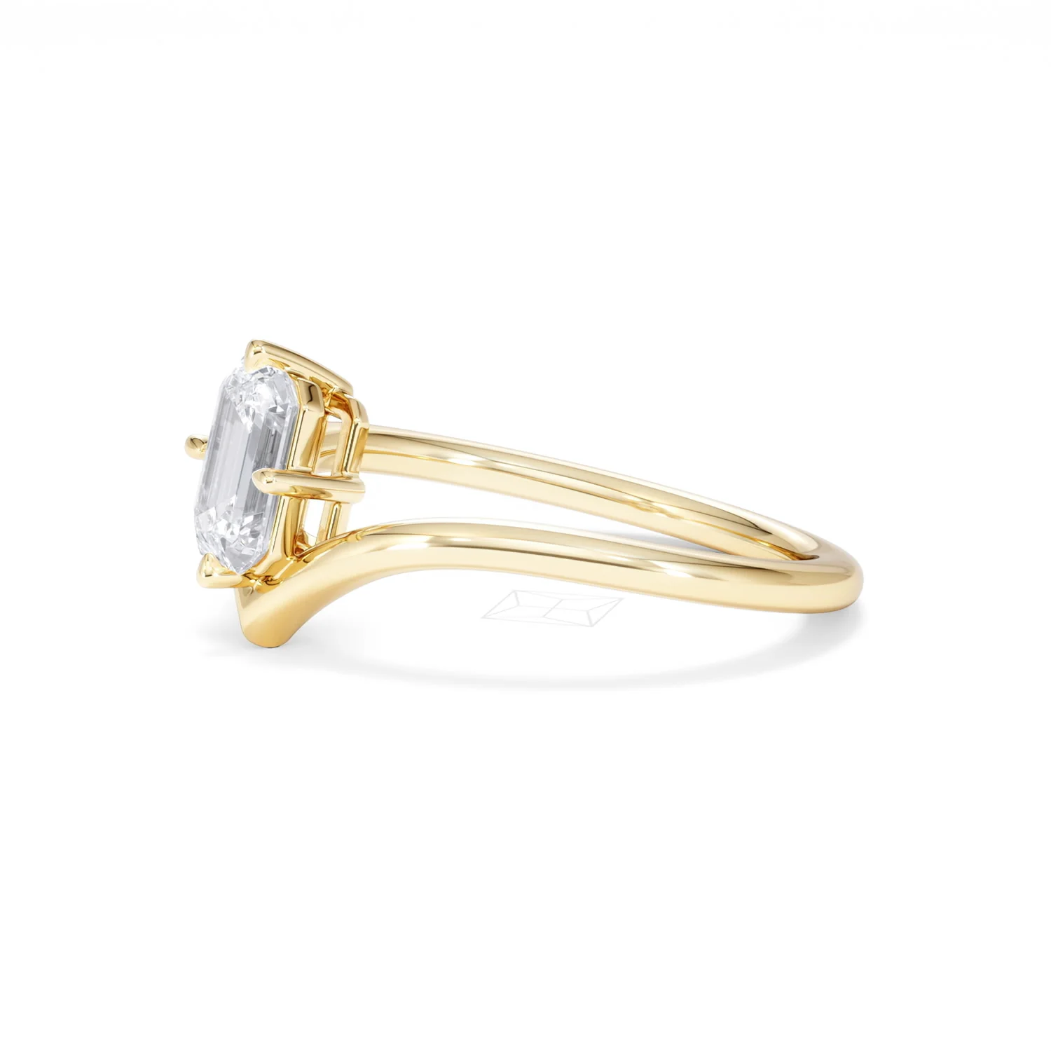 Vela 1.00ct Emerald Cut Lab Diamond Solitaire Engagement Ring in 18K Yellow Gold - Image 74
