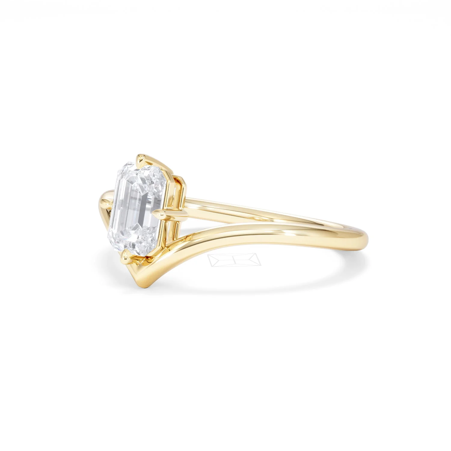 Vela 1.00ct Emerald Cut Lab Diamond Solitaire Engagement Ring in 18K Yellow Gold - Image 79