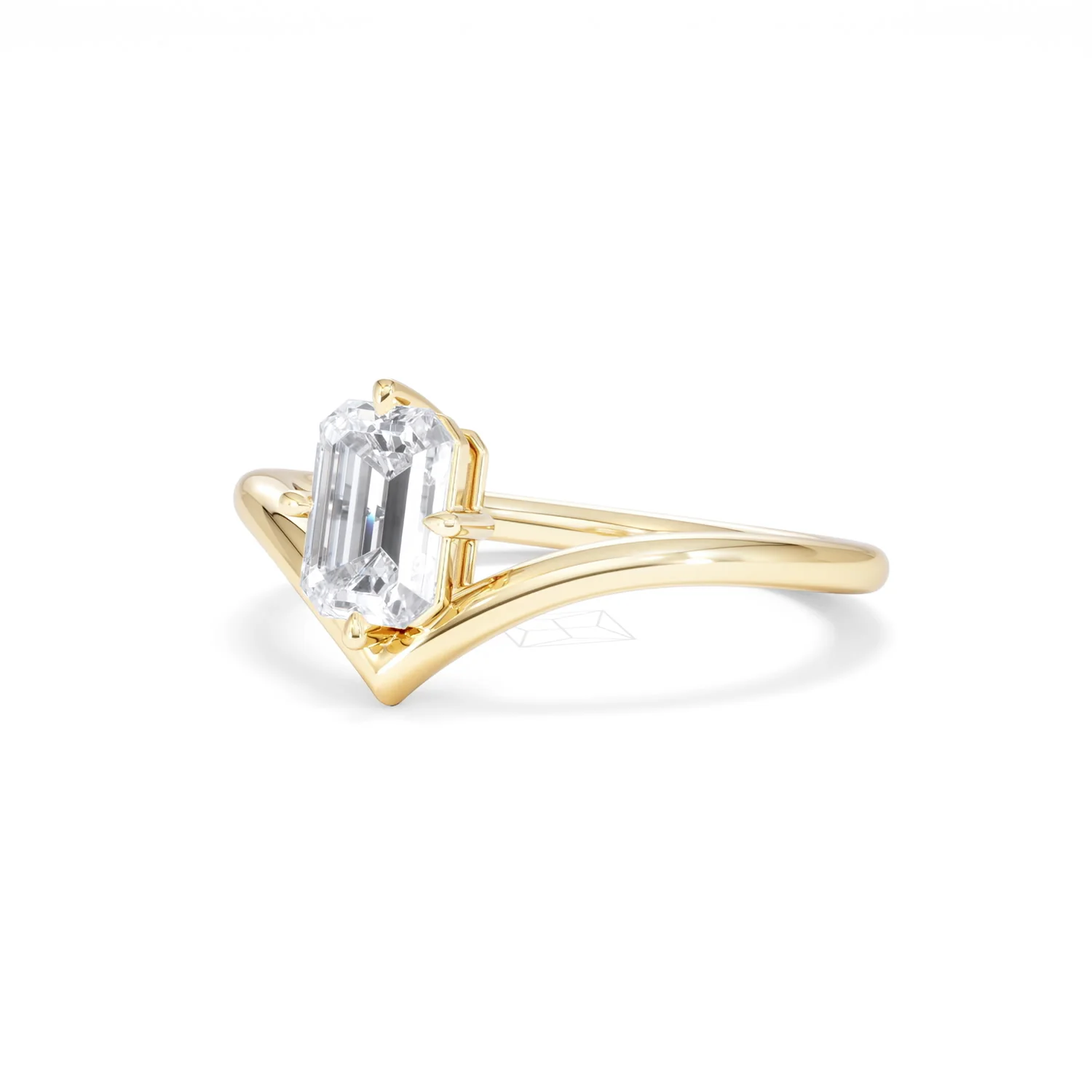 Vela 1.00ct Emerald Cut Lab Diamond Solitaire Engagement Ring in 18K Yellow Gold - Image 81