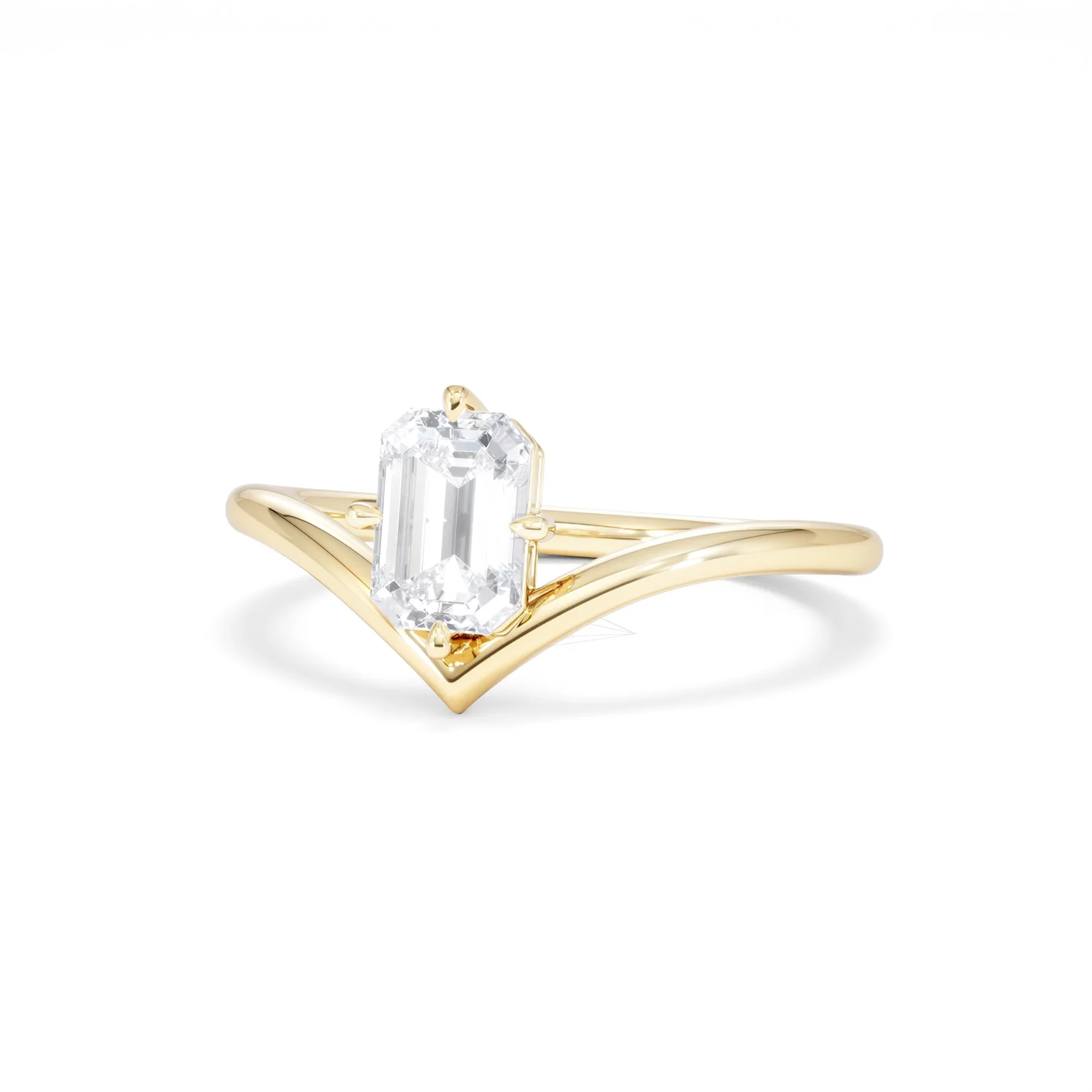 Vela 1.00ct Emerald Cut Lab Diamond Solitaire Engagement Ring in 18K Yellow Gold - Image 84
