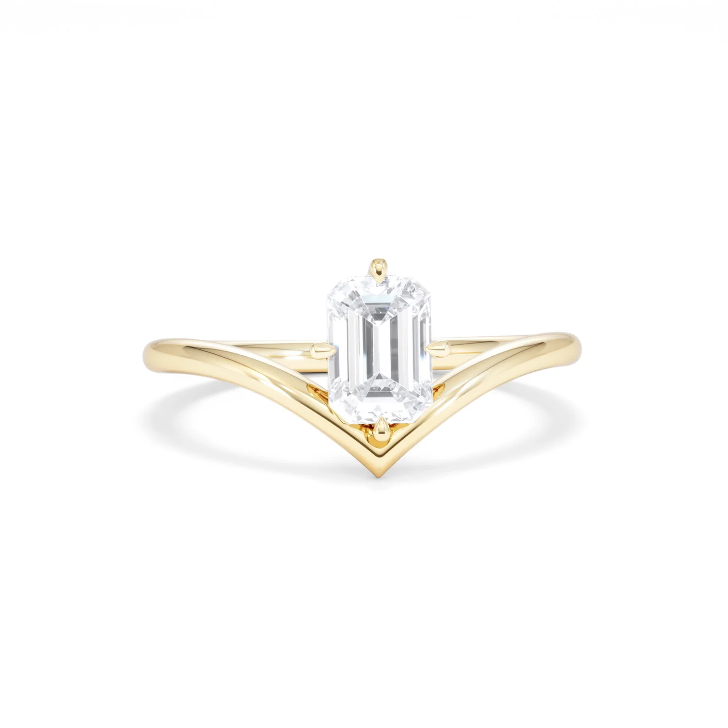 Vela 1.00ct Emerald Cut Lab Diamond Solitaire Engagement Ring in 18K Yellow Gold - Image 9