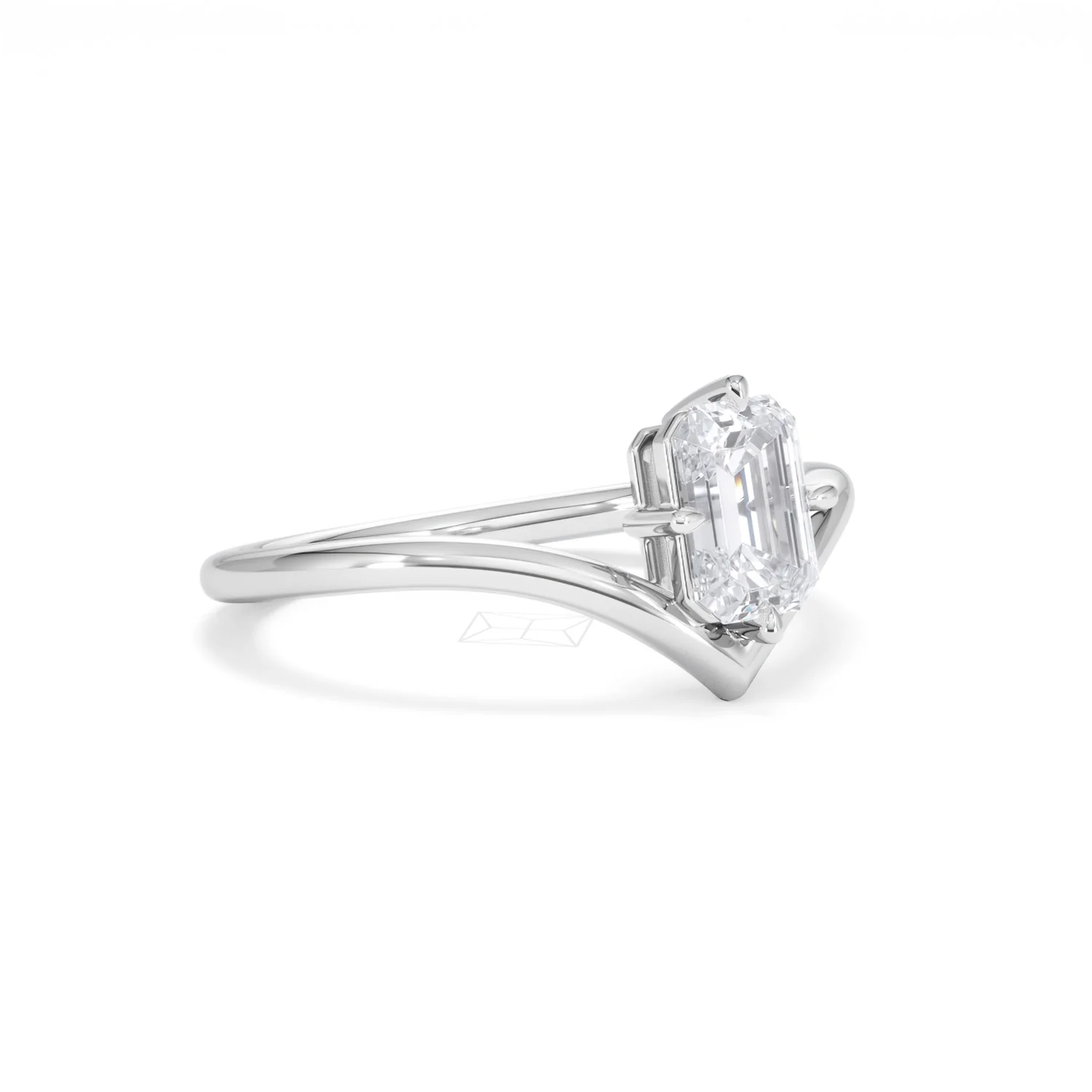 Vela 1.00ct Emerald Cut Lab Diamond Solitaire Engagement Ring in Platinum - Image 15