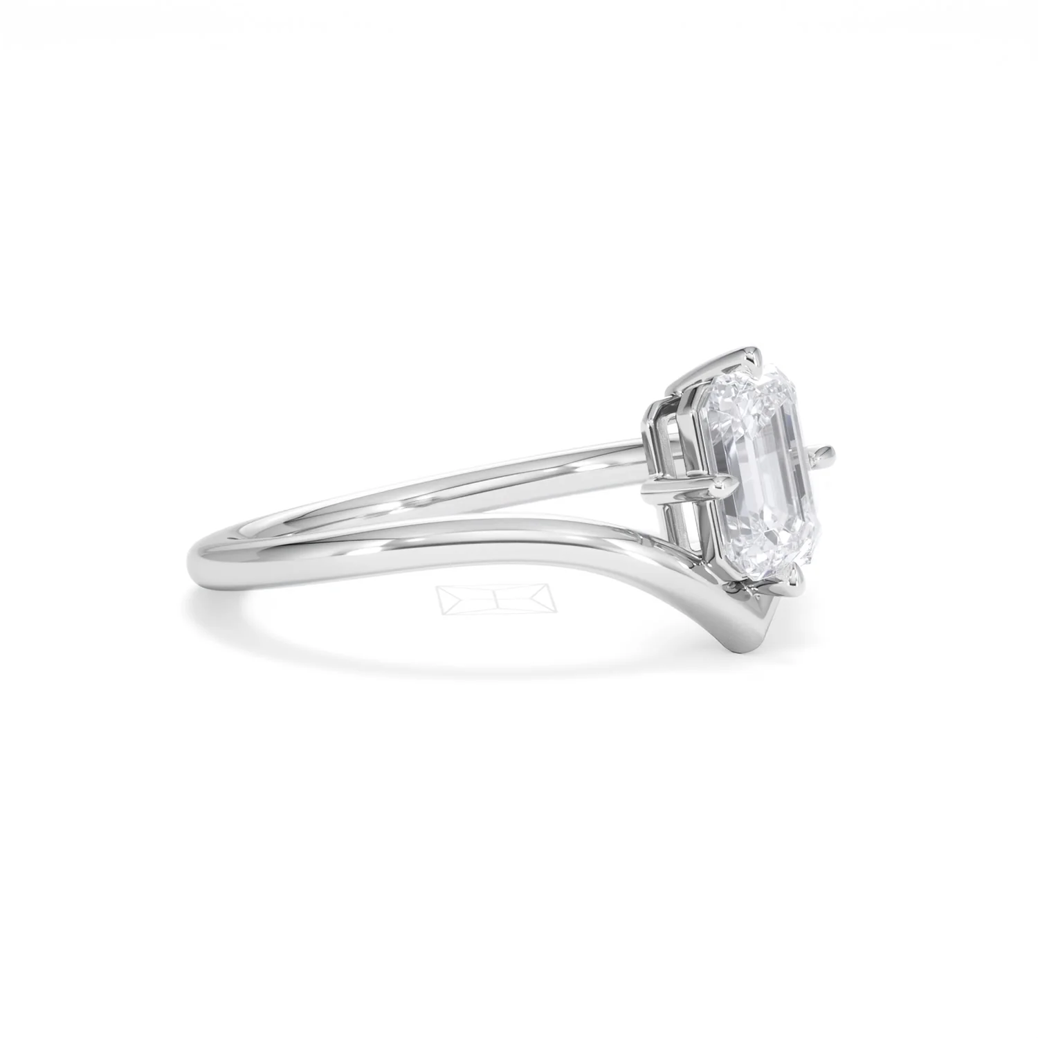 Vela 1.00ct Emerald Cut Lab Diamond Solitaire Engagement Ring in Platinum - Image 18