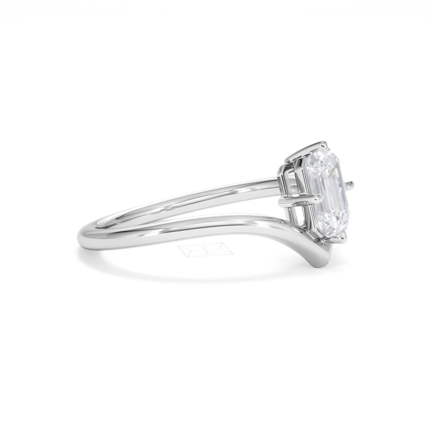 Vela 1.00ct Emerald Cut Lab Diamond Solitaire Engagement Ring in Platinum - Image 20