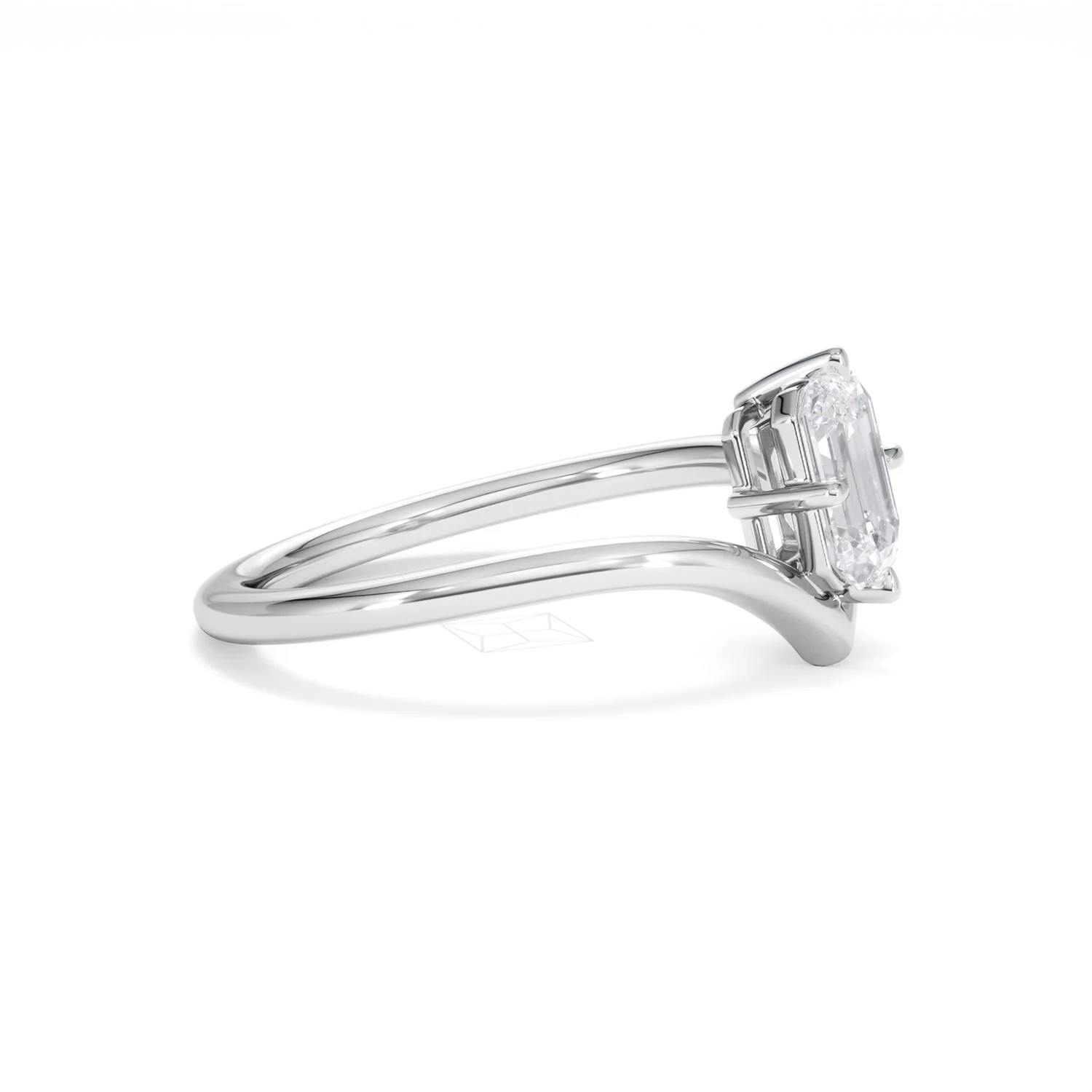 Vela 1.00ct Emerald Cut Lab Diamond Solitaire Engagement Ring in Platinum - Image 22