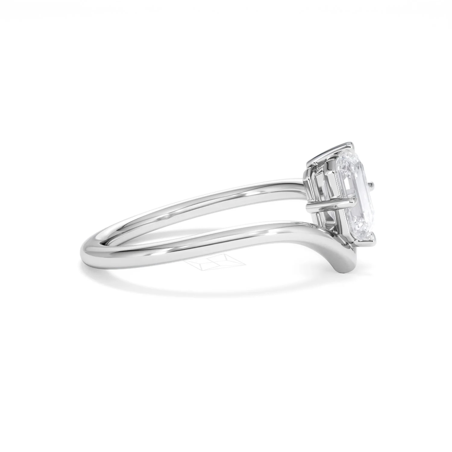 Vela 1.00ct Emerald Cut Lab Diamond Solitaire Engagement Ring in Platinum - Image 23