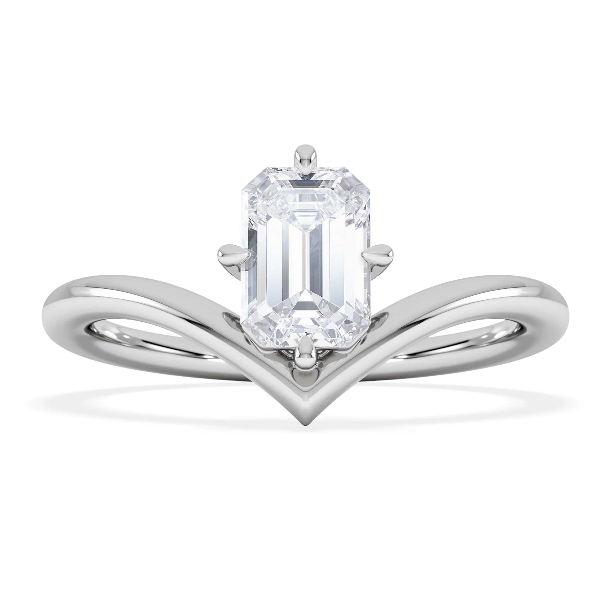 Vela 1.00ct Emerald Cut Lab Diamond Solitaire Engagement Ring in Platinum - Image 3