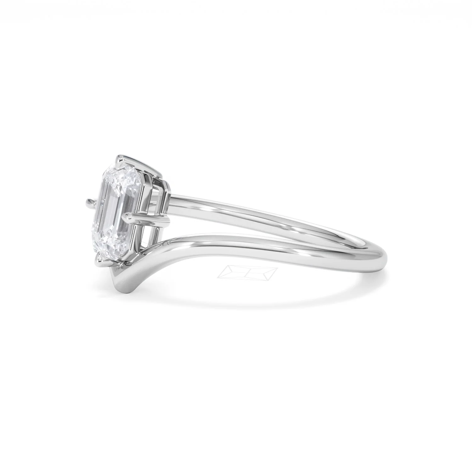 Vela 1.00ct Emerald Cut Lab Diamond Solitaire Engagement Ring in Platinum - Image 74