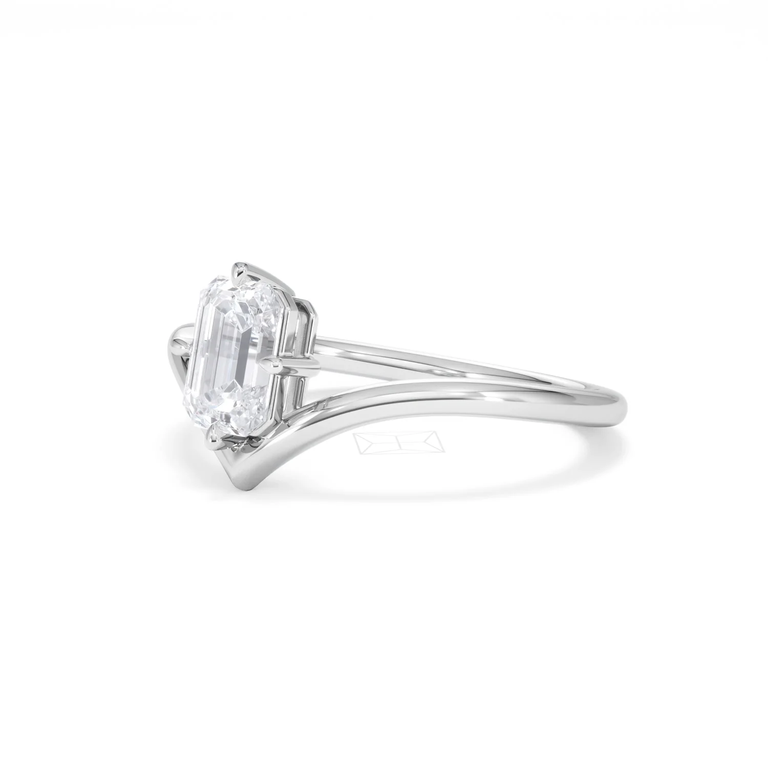 Vela 1.00ct Emerald Cut Lab Diamond Solitaire Engagement Ring in Platinum - Image 78