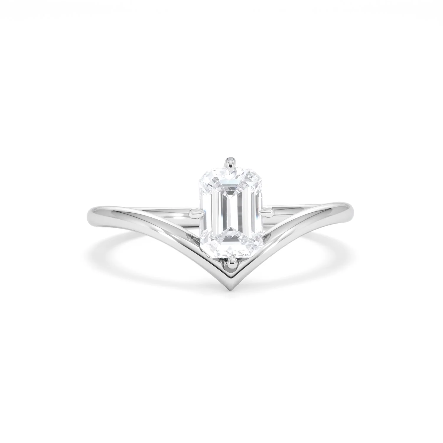 Vela 1.00ct Emerald Cut Lab Diamond Solitaire Engagement Ring in Platinum - Image 8