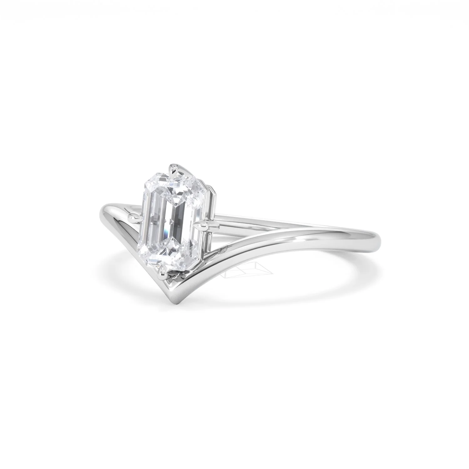 Vela 1.00ct Emerald Cut Lab Diamond Solitaire Engagement Ring in Platinum - Image 81