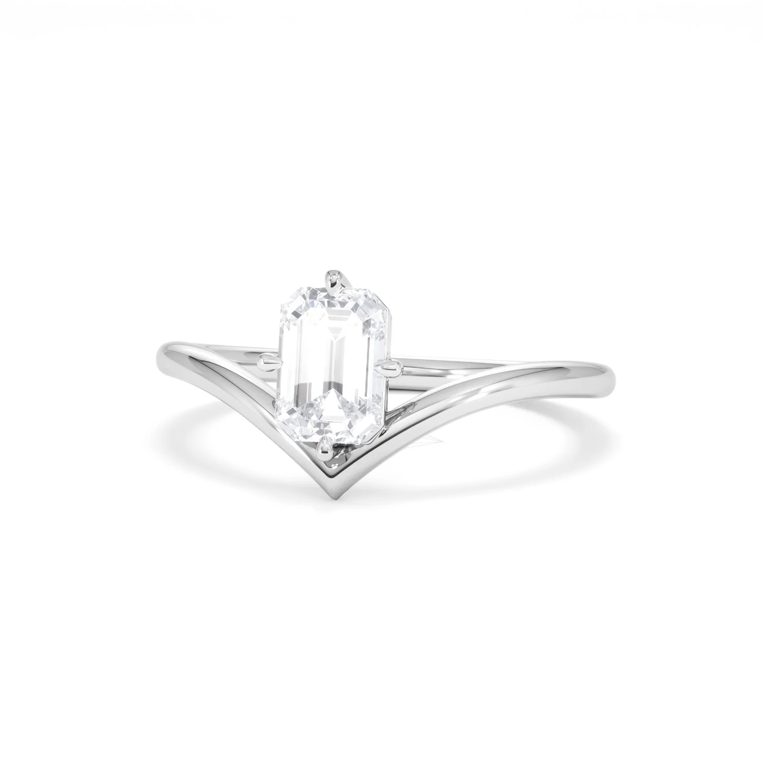 Vela 1.00ct Emerald Cut Lab Diamond Solitaire Engagement Ring in Platinum - Image 84