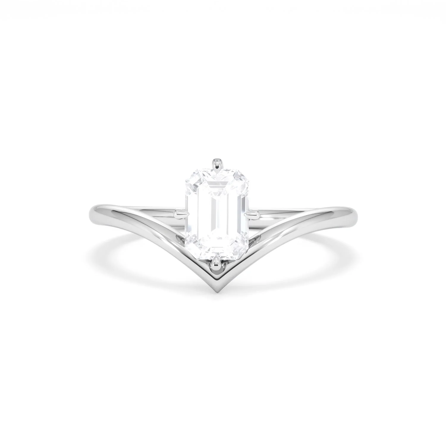 Vela 1.00ct Emerald Cut Lab Diamond Solitaire Engagement Ring in Platinum - Image 86