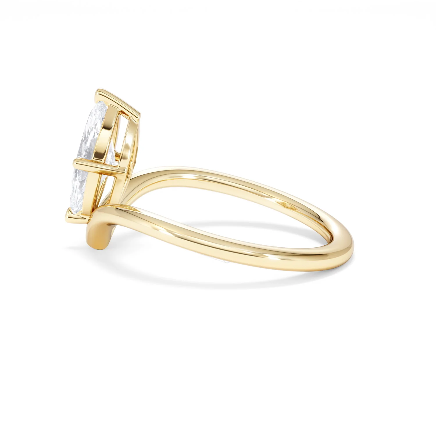 Vela 1.00ct Marquise Cut Lab Diamond Solitaire Engagement Ring in 18K Yellow Gold - Image 66