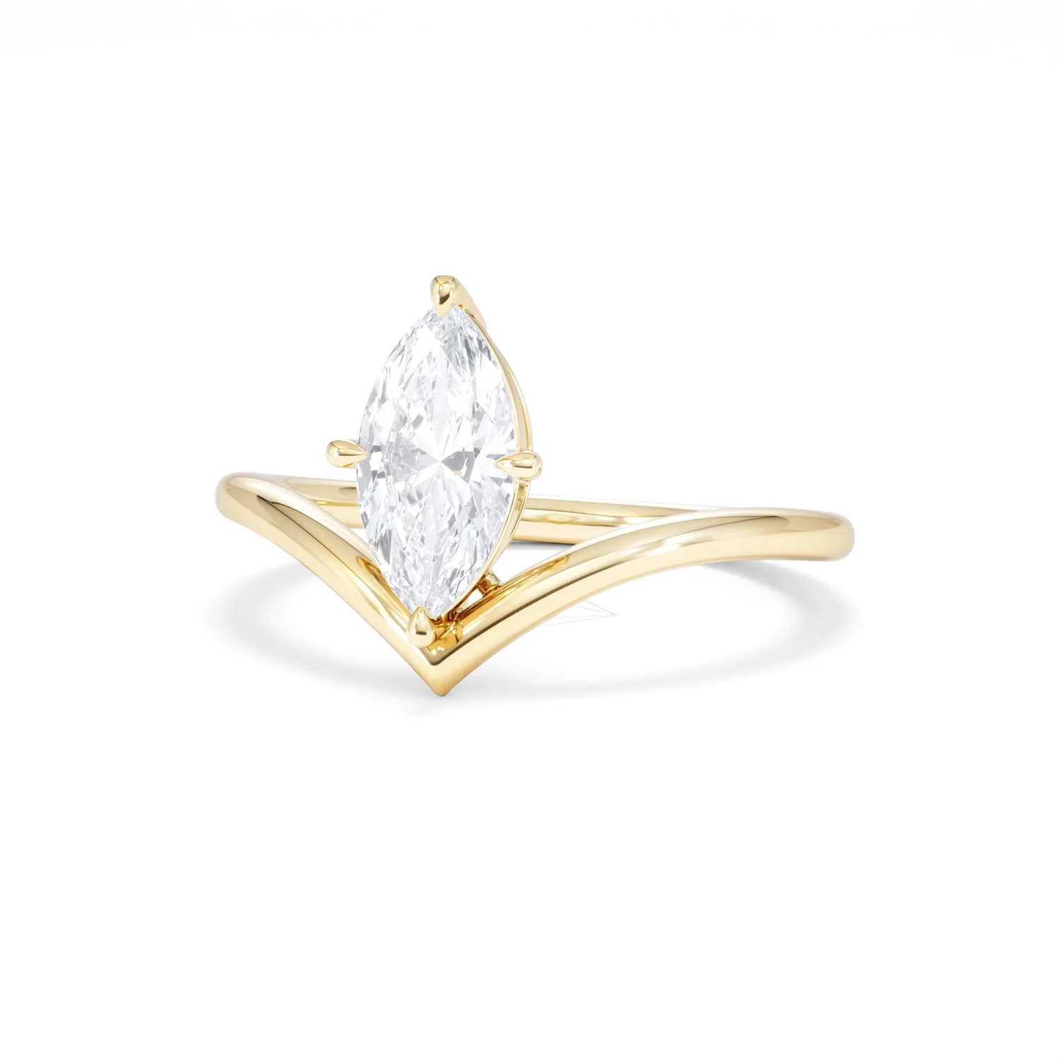 Vela 1.00ct Marquise Cut Lab Diamond Solitaire Engagement Ring in 18K Yellow Gold - Image 84