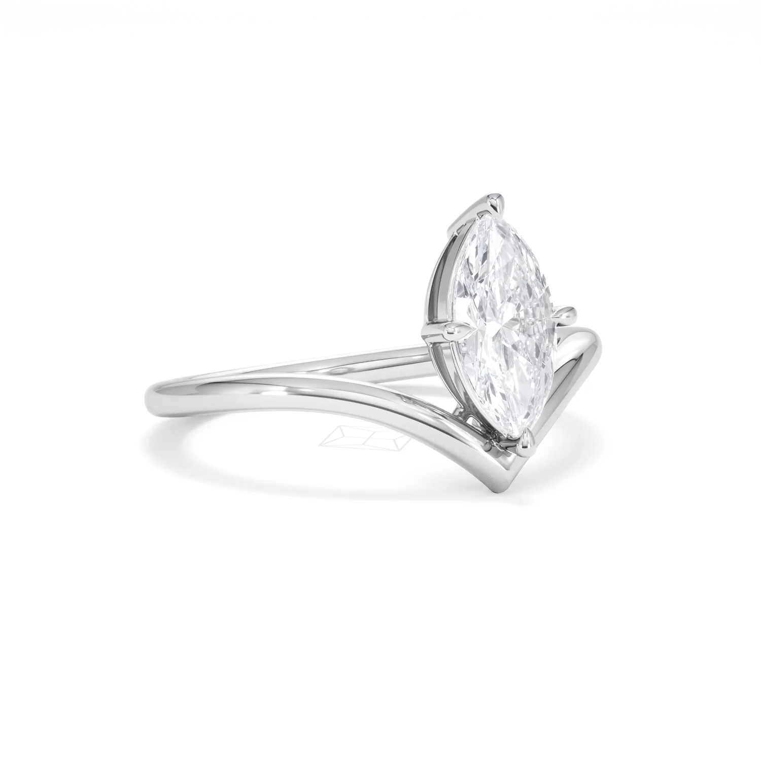 Vela 1.00ct Marquise Cut Lab Diamond Solitaire Engagement Ring in Platinum - Image 14