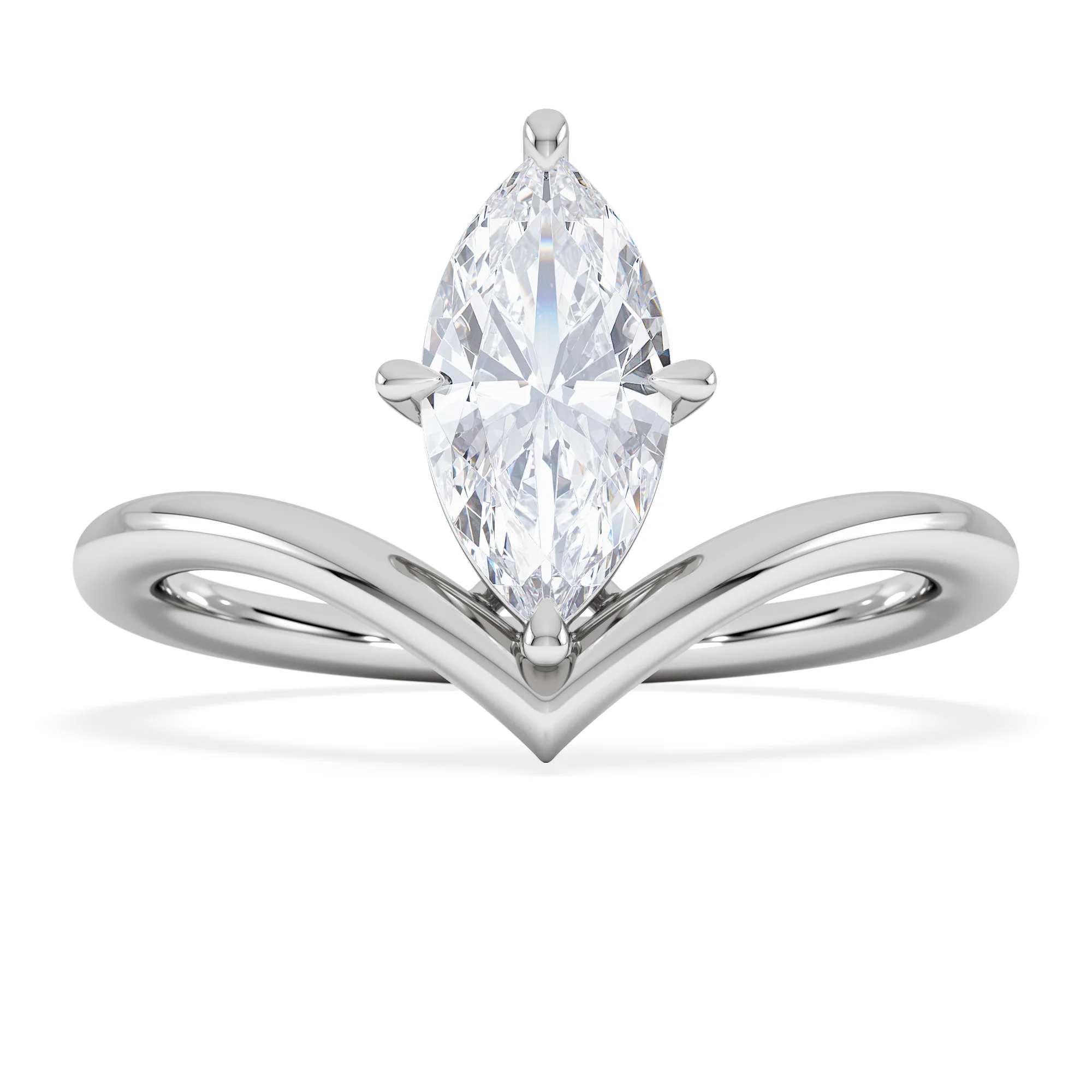 Vela 1.00ct Marquise Cut Lab Diamond Solitaire Engagement Ring in Platinum - Image 3