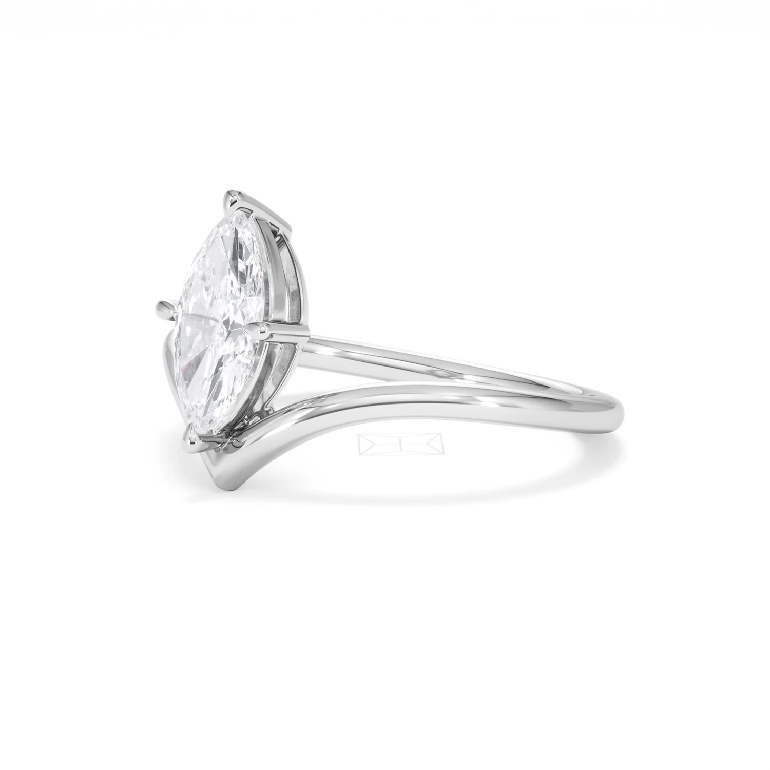 Vela 1.00ct Marquise Cut Lab Diamond Solitaire Engagement Ring in Platinum - Image 77