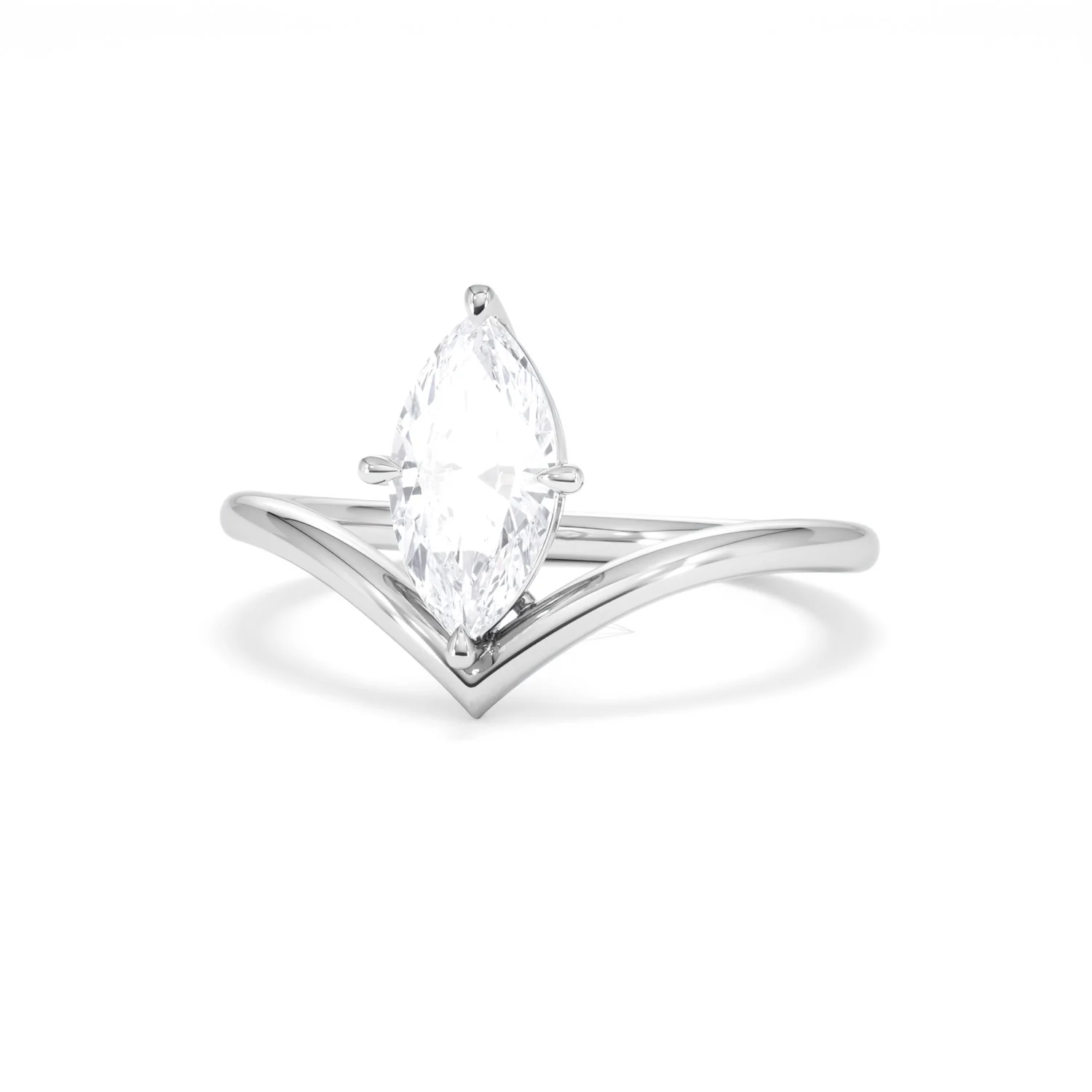 Vela 1.00ct Marquise Cut Lab Diamond Solitaire Engagement Ring in Platinum - Image 84