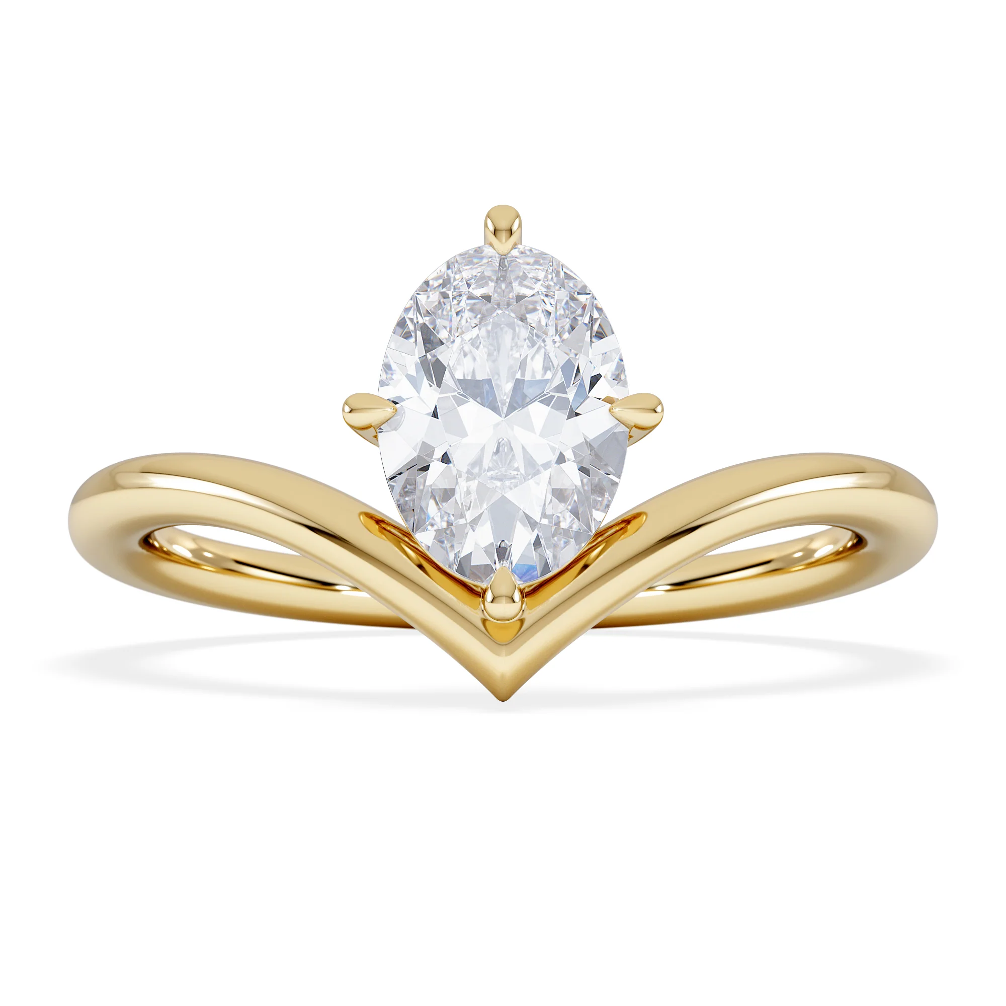 Vela 1.00ct Oval Cut Lab Diamond Solitaire Engagement Ring in 18K Yellow Gold - Image 3