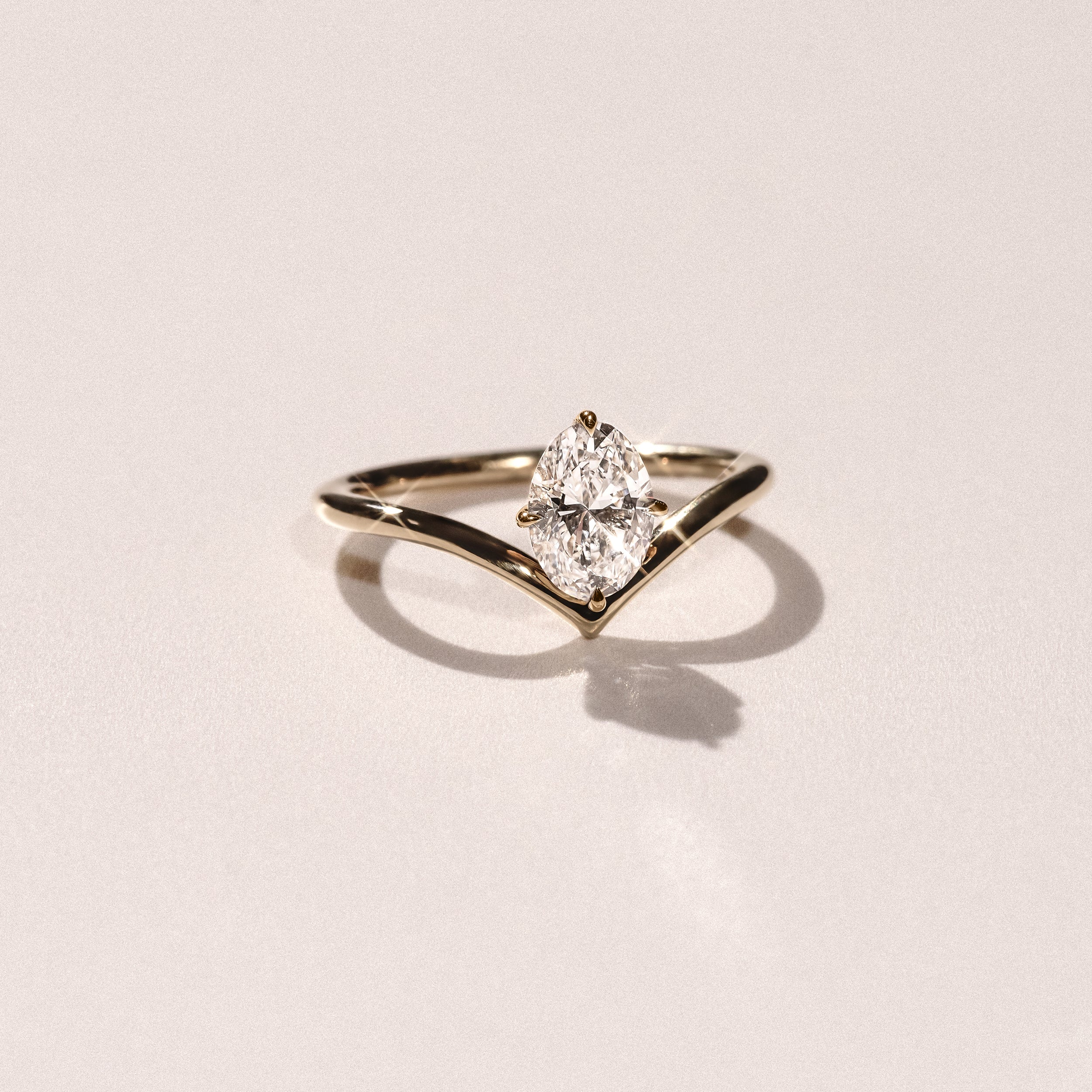 Vela 1.00ct Oval Cut Lab Diamond Solitaire Engagement Ring in 18K Yellow Gold - Image 6