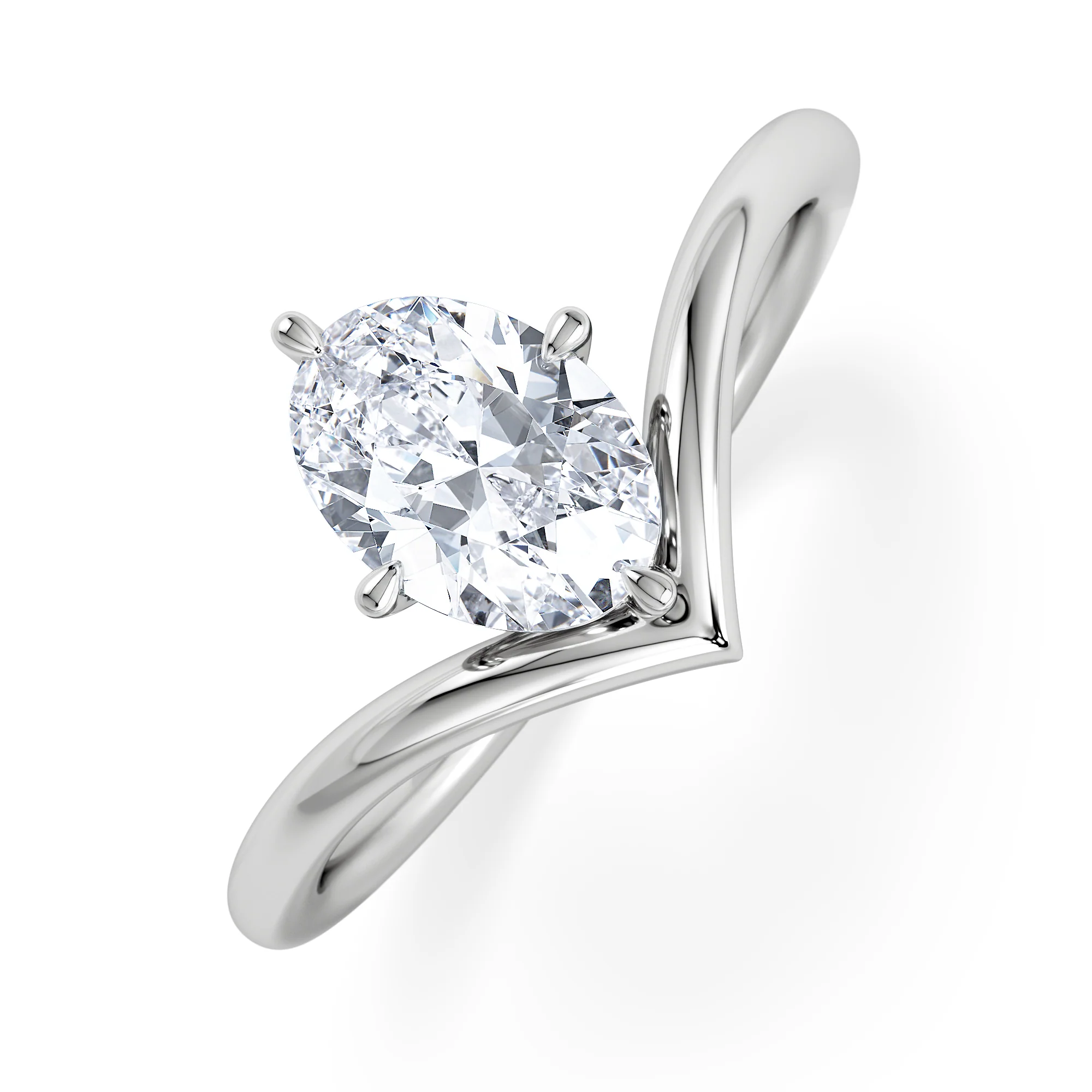 Vela 1.00ct Oval Cut Lab Diamond Solitaire Engagement Ring in Platinum
