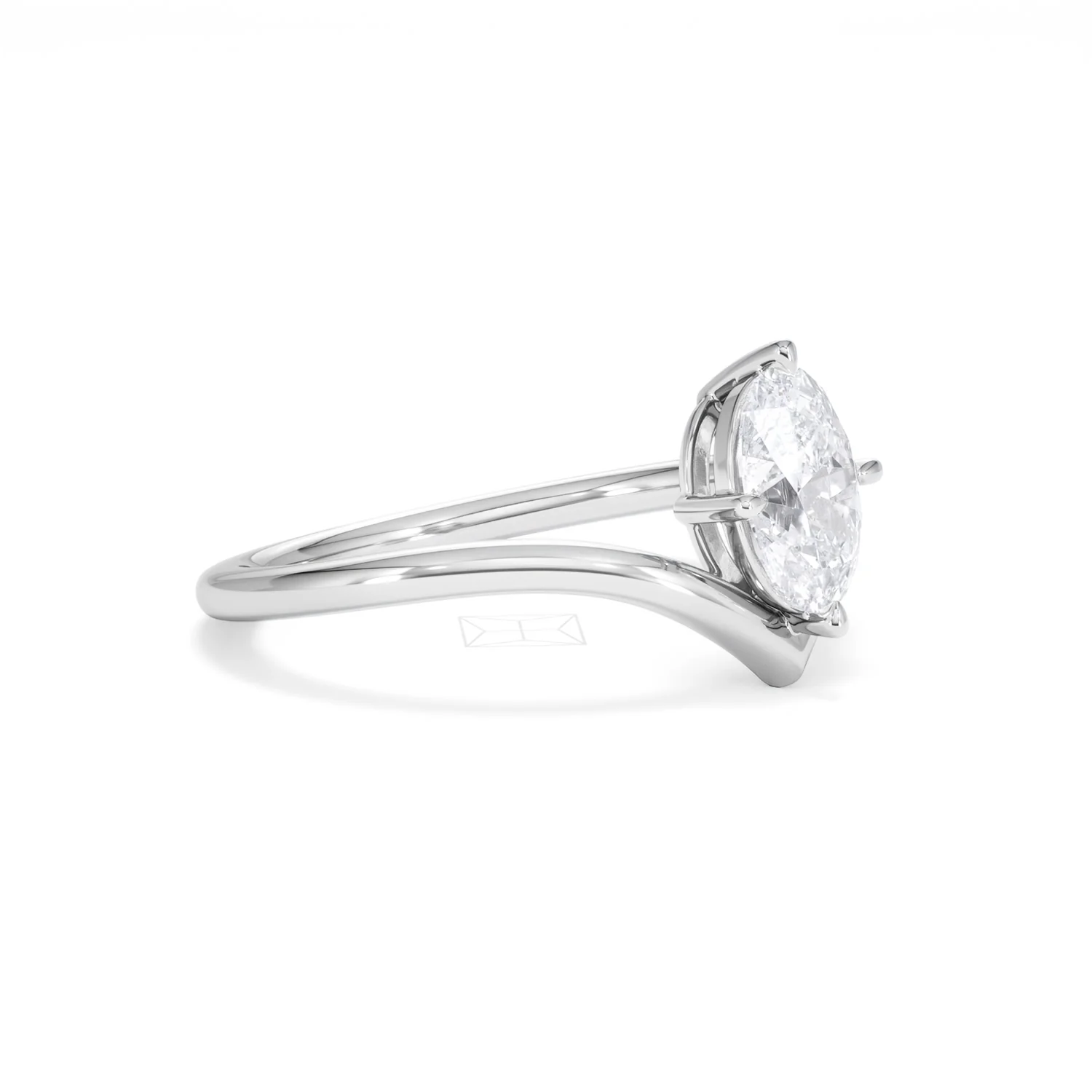 Vela 1.00ct Oval Cut Lab Diamond Solitaire Engagement Ring in Platinum - Image 18