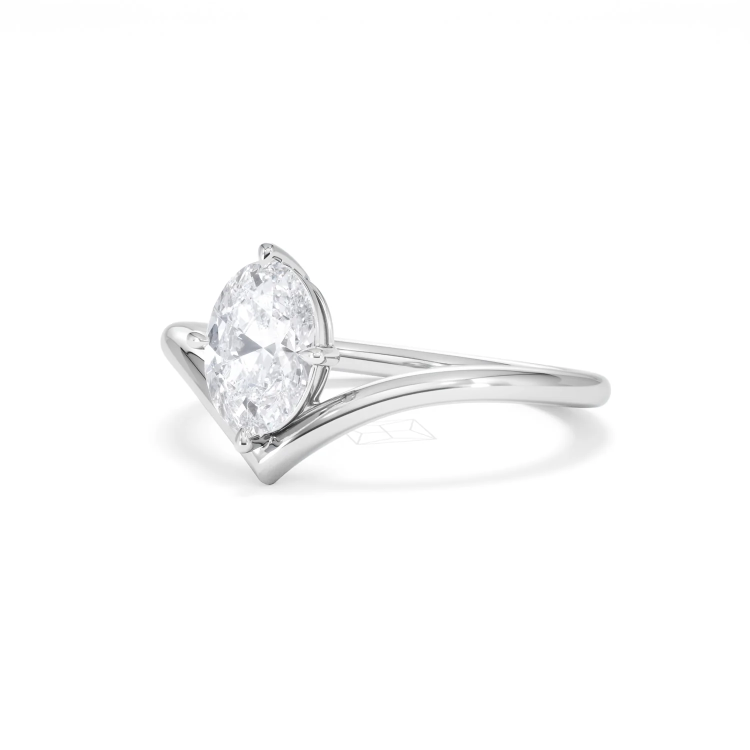 Vela 1.00ct Oval Cut Lab Diamond Solitaire Engagement Ring in Platinum - Image 80