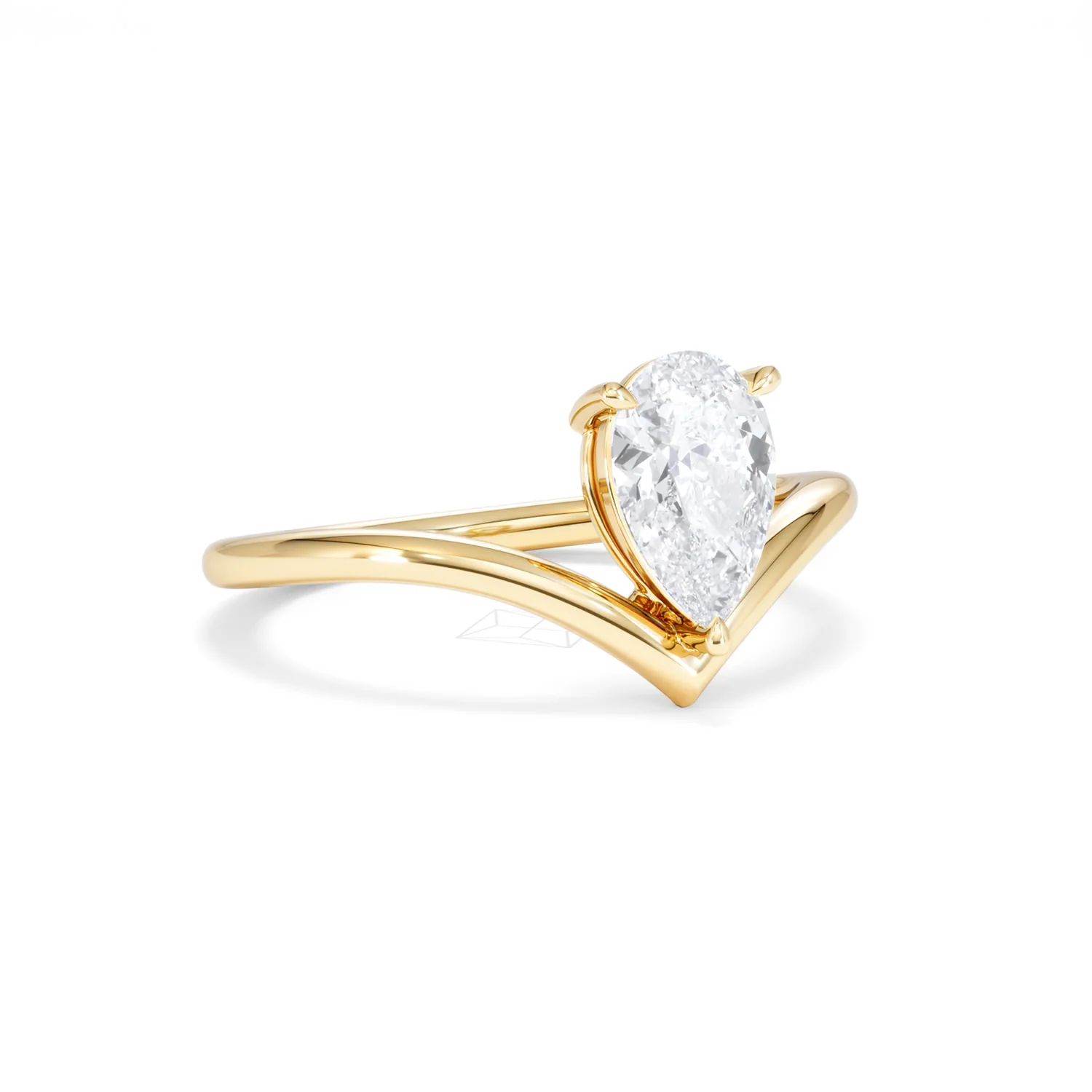 Vela 1.00ct Pear Cut Lab Diamond Solitaire Engagement Ring in 18K Yellow Gold - Image 14