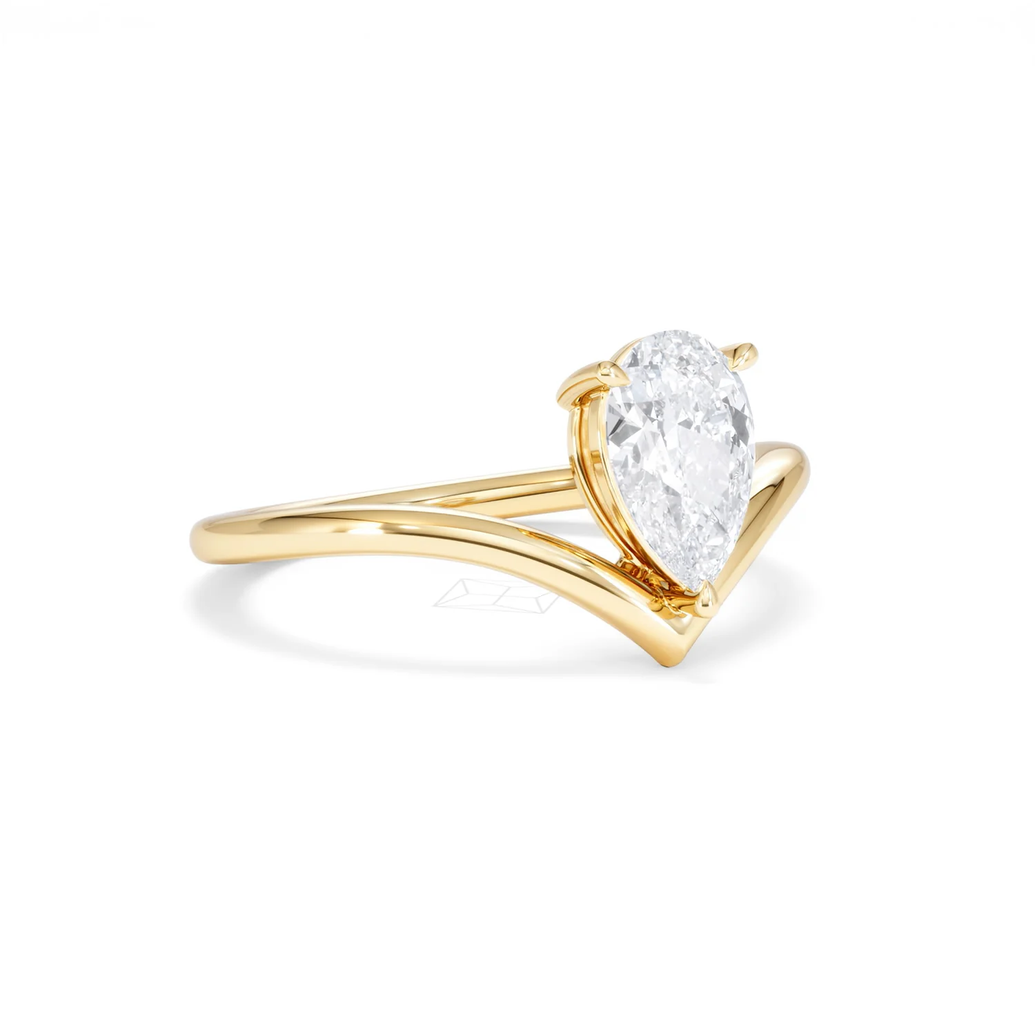 Vela 1.00ct Pear Cut Lab Diamond Solitaire Engagement Ring in 18K Yellow Gold - Image 15