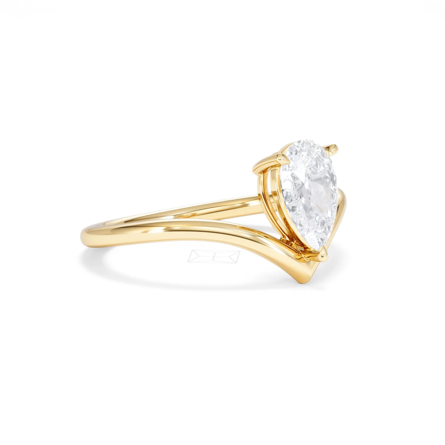 Vela 1.00ct Pear Cut Lab Diamond Solitaire Engagement Ring in 18K Yellow Gold - Image 17