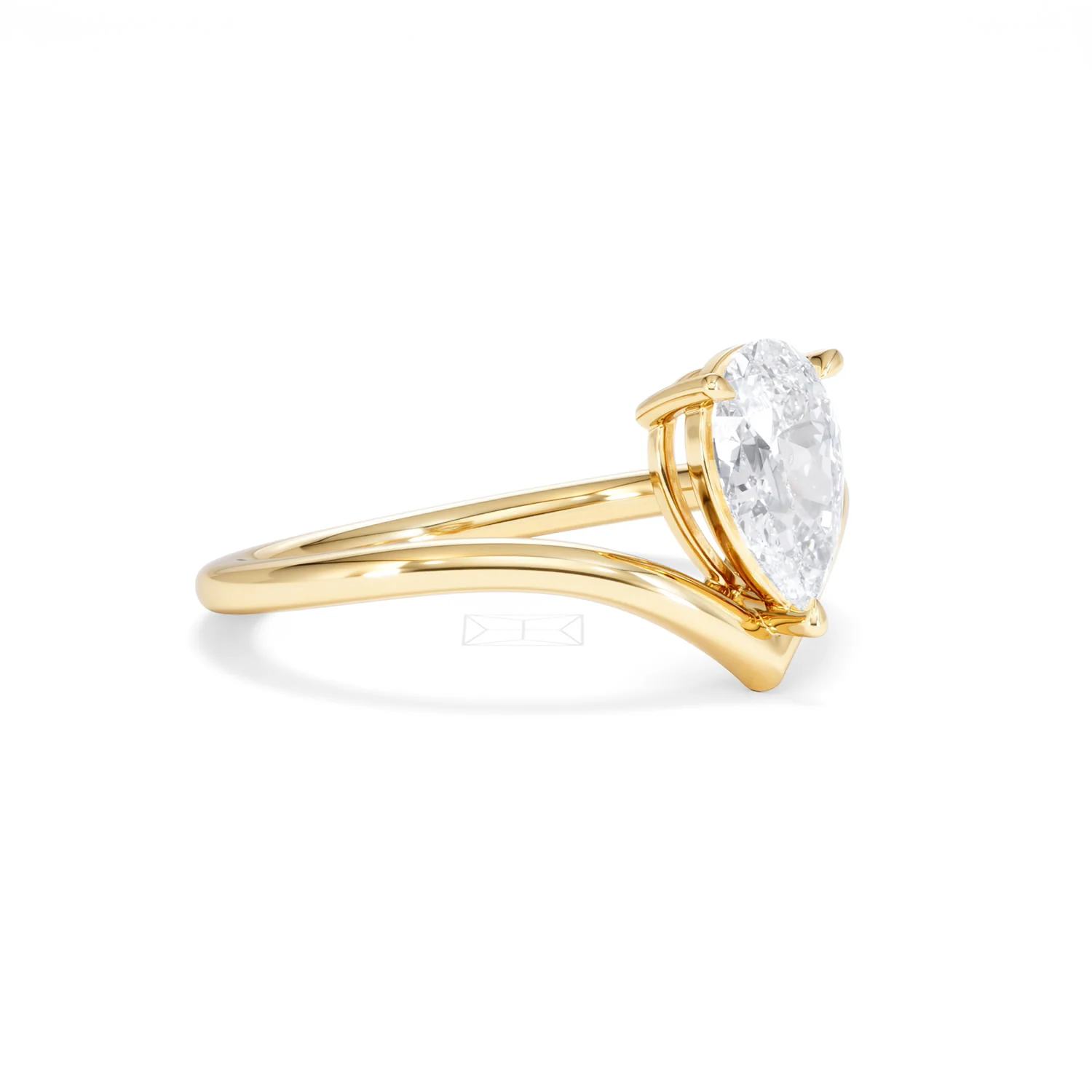 Vela 1.00ct Pear Cut Lab Diamond Solitaire Engagement Ring in 18K Yellow Gold - Image 18