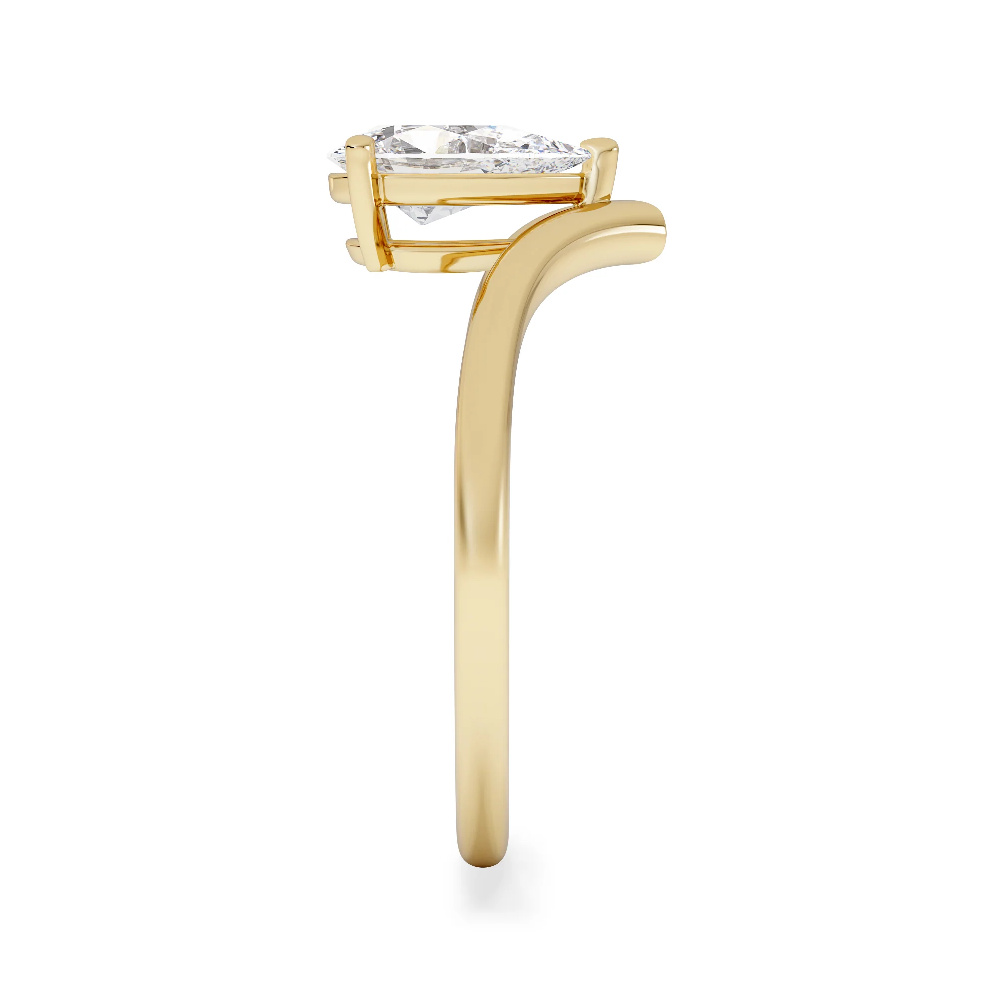 Vela 1.00ct Pear Cut Lab Diamond Solitaire Engagement Ring in 18K Yellow Gold - Image 5