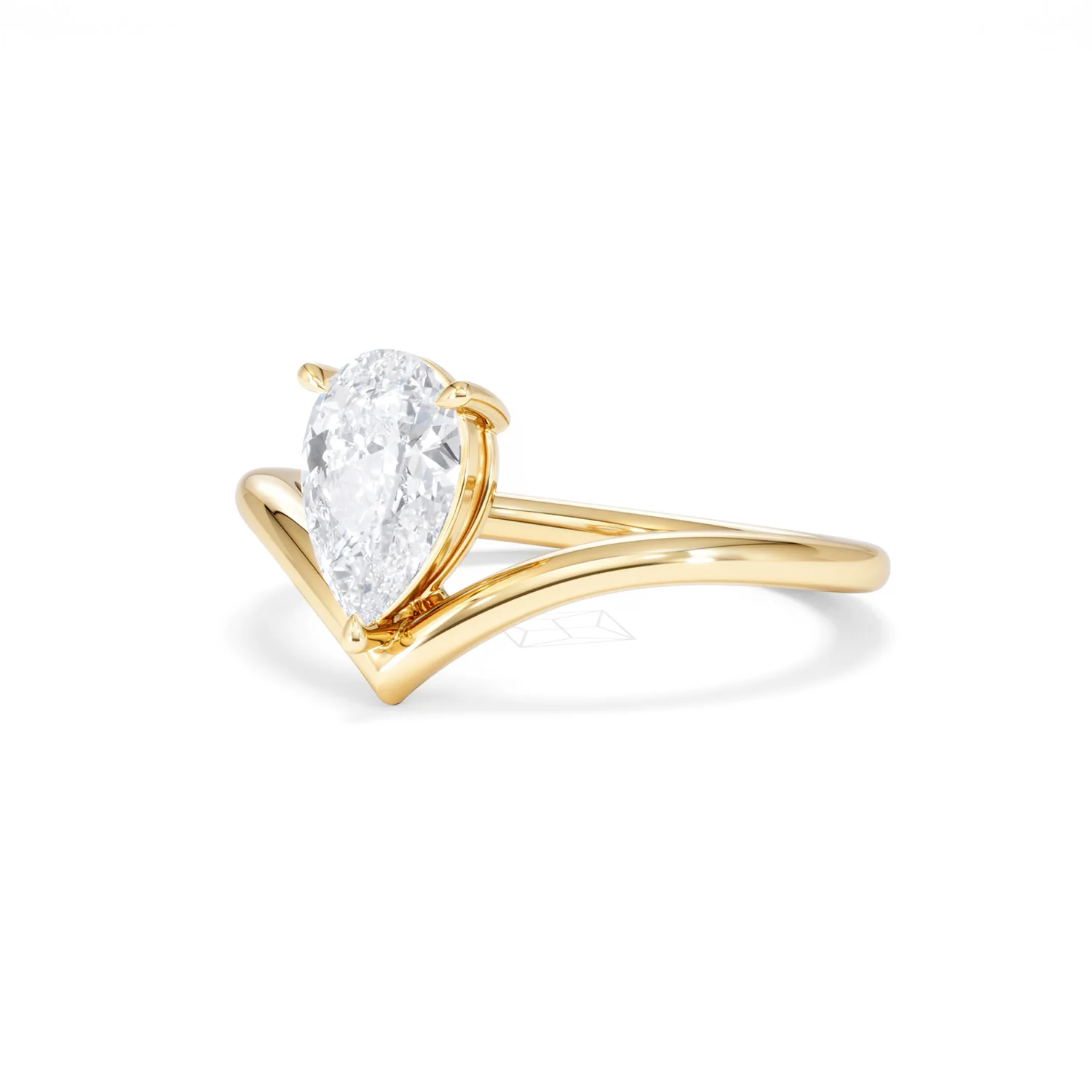 Vela 1.00ct Pear Cut Lab Diamond Solitaire Engagement Ring in 18K Yellow Gold - Image 81