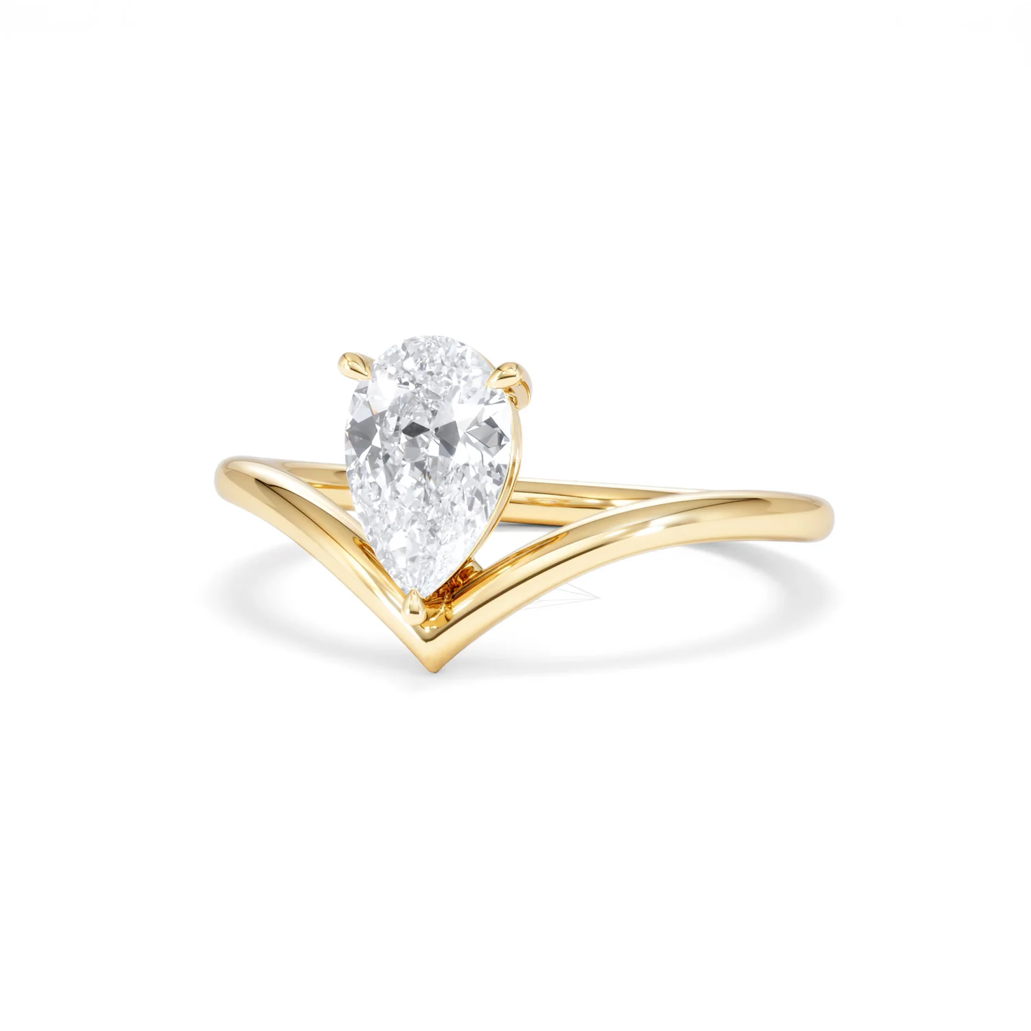 Vela 1.00ct Pear Cut Lab Diamond Solitaire Engagement Ring in 18K Yellow Gold - Image 84