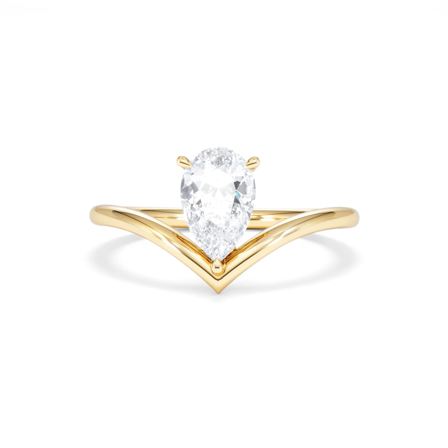 Vela 1.00ct Pear Cut Lab Diamond Solitaire Engagement Ring in 18K Yellow Gold - Image 87
