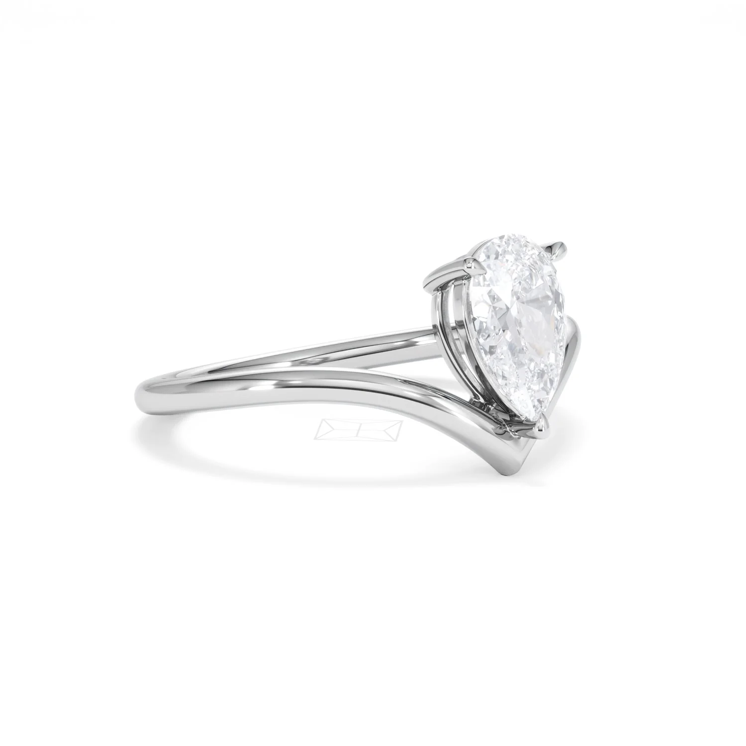 Vela 1.00ct Pear Cut Lab Diamond Solitaire Engagement Ring in Platinum - Image 17