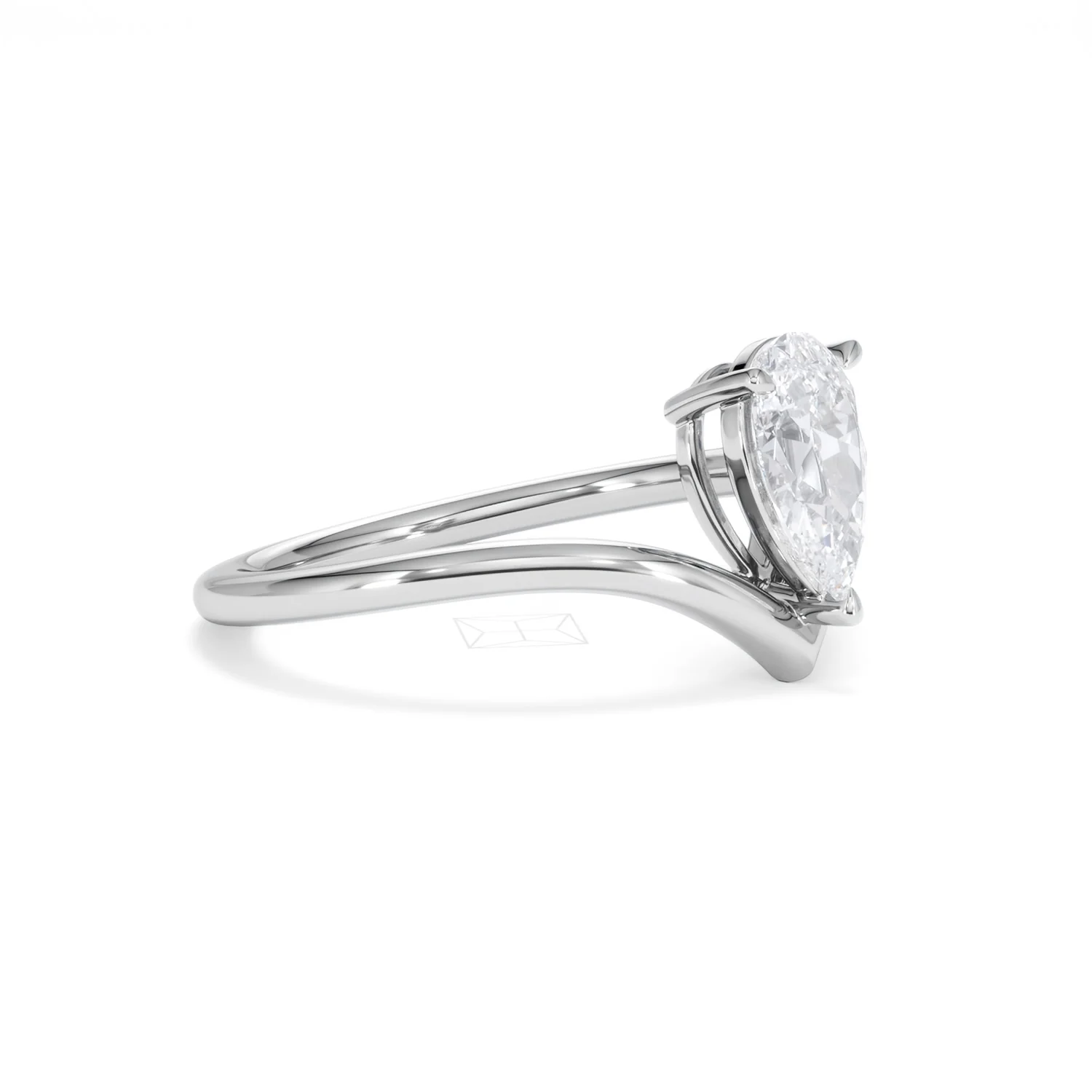 Vela 1.00ct Pear Cut Lab Diamond Solitaire Engagement Ring in Platinum - Image 20
