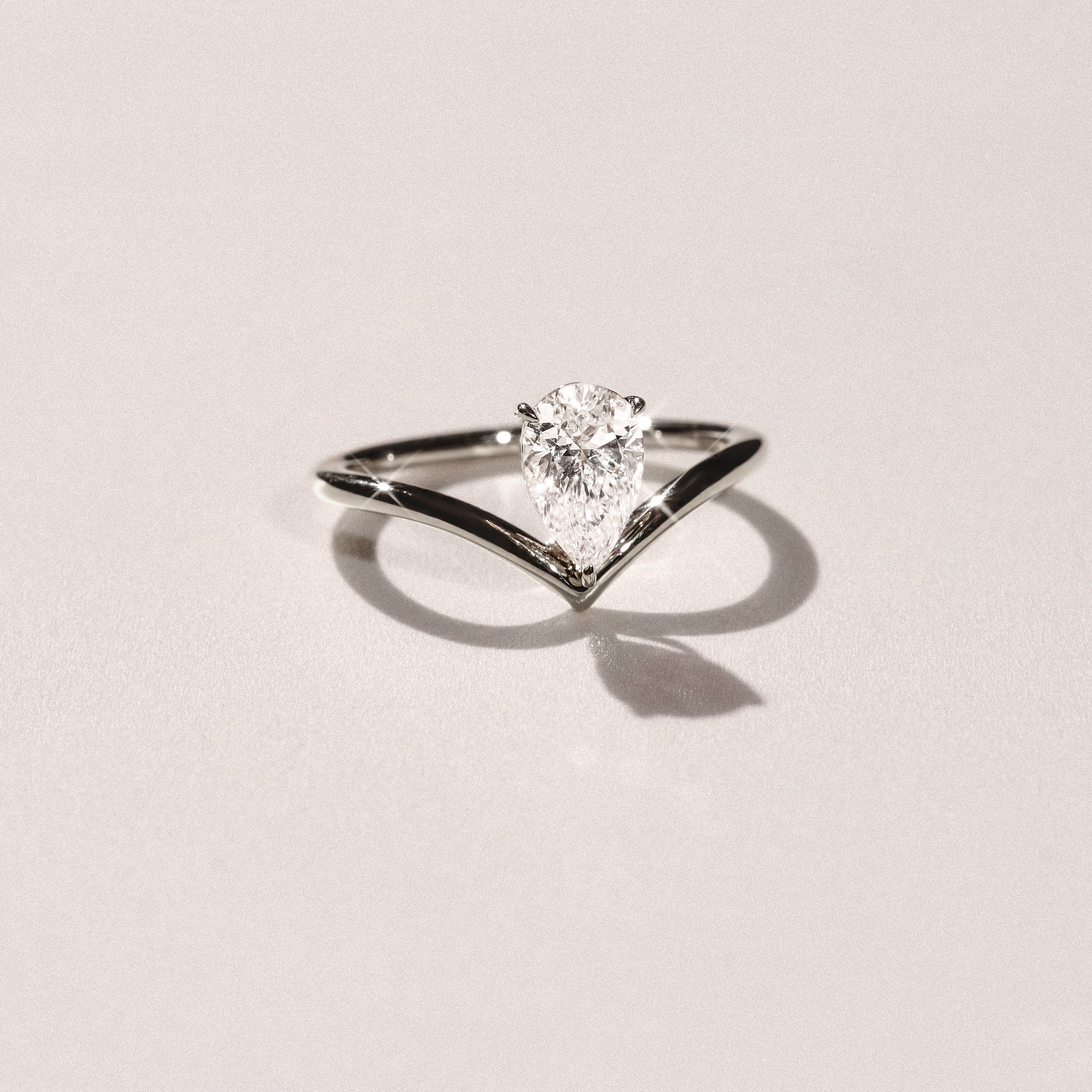 Vela 1.00ct Pear Cut Lab Diamond Solitaire Engagement Ring in Platinum - Image 6