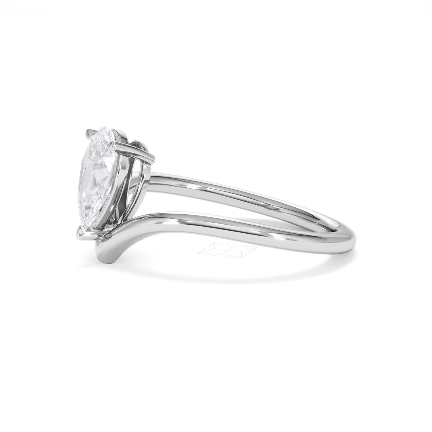 Vela 1.00ct Pear Cut Lab Diamond Solitaire Engagement Ring in Platinum - Image 73