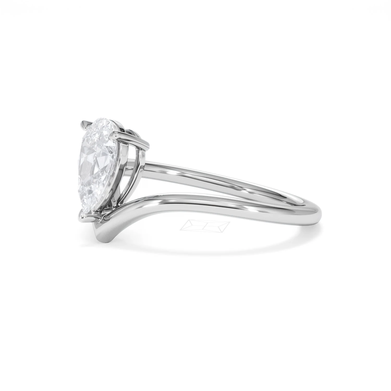 Vela 1.00ct Pear Cut Lab Diamond Solitaire Engagement Ring in Platinum - Image 75