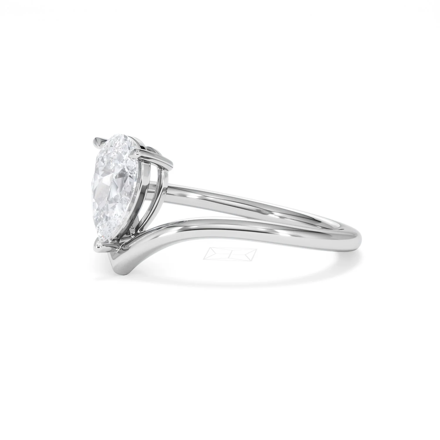 Vela 1.00ct Pear Cut Lab Diamond Solitaire Engagement Ring in Platinum - Image 76