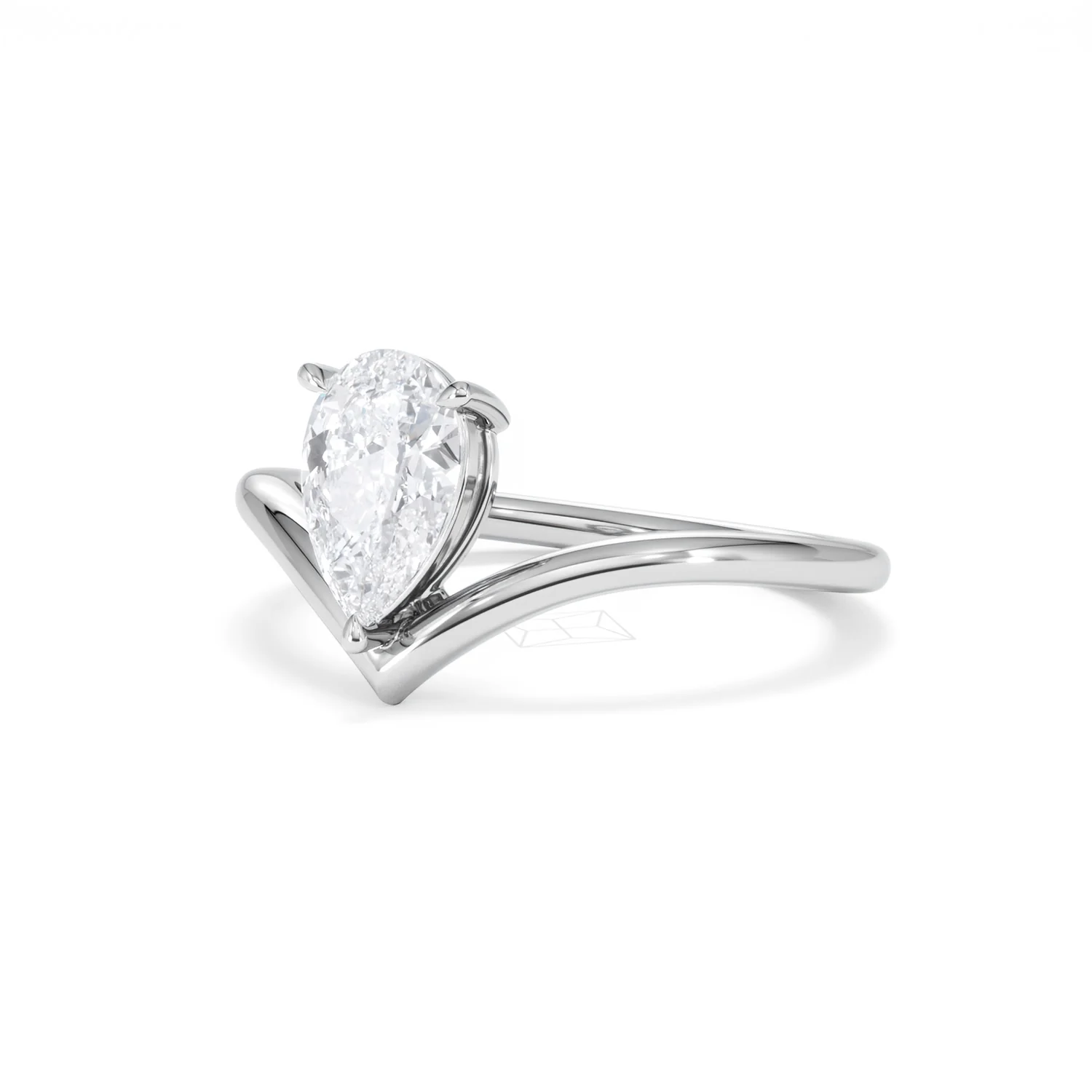 Vela 1.00ct Pear Cut Lab Diamond Solitaire Engagement Ring in Platinum - Image 81