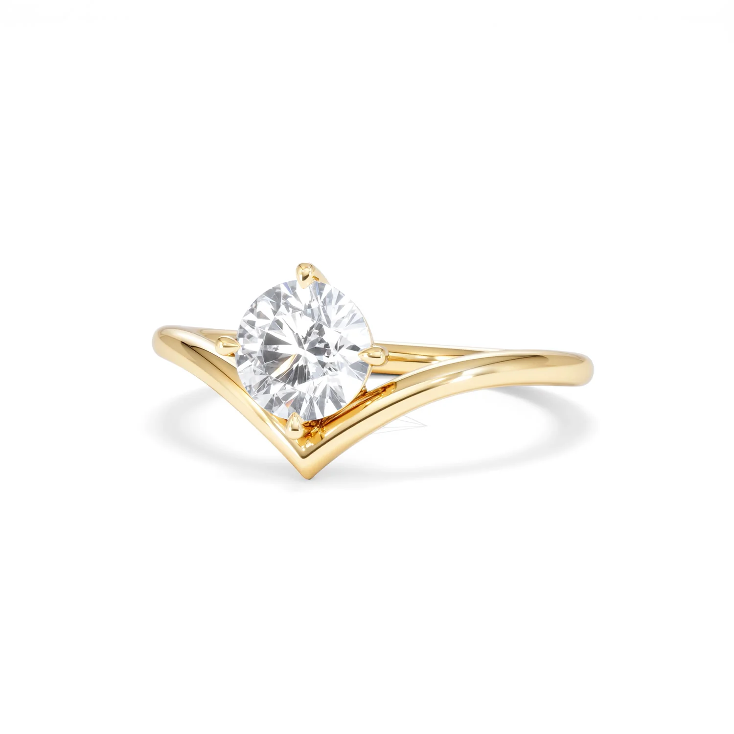 Vela 1.00ct Round Cut Lab Diamond Solitaire Engagement Ring in 18K Yellow Gold - Image 84
