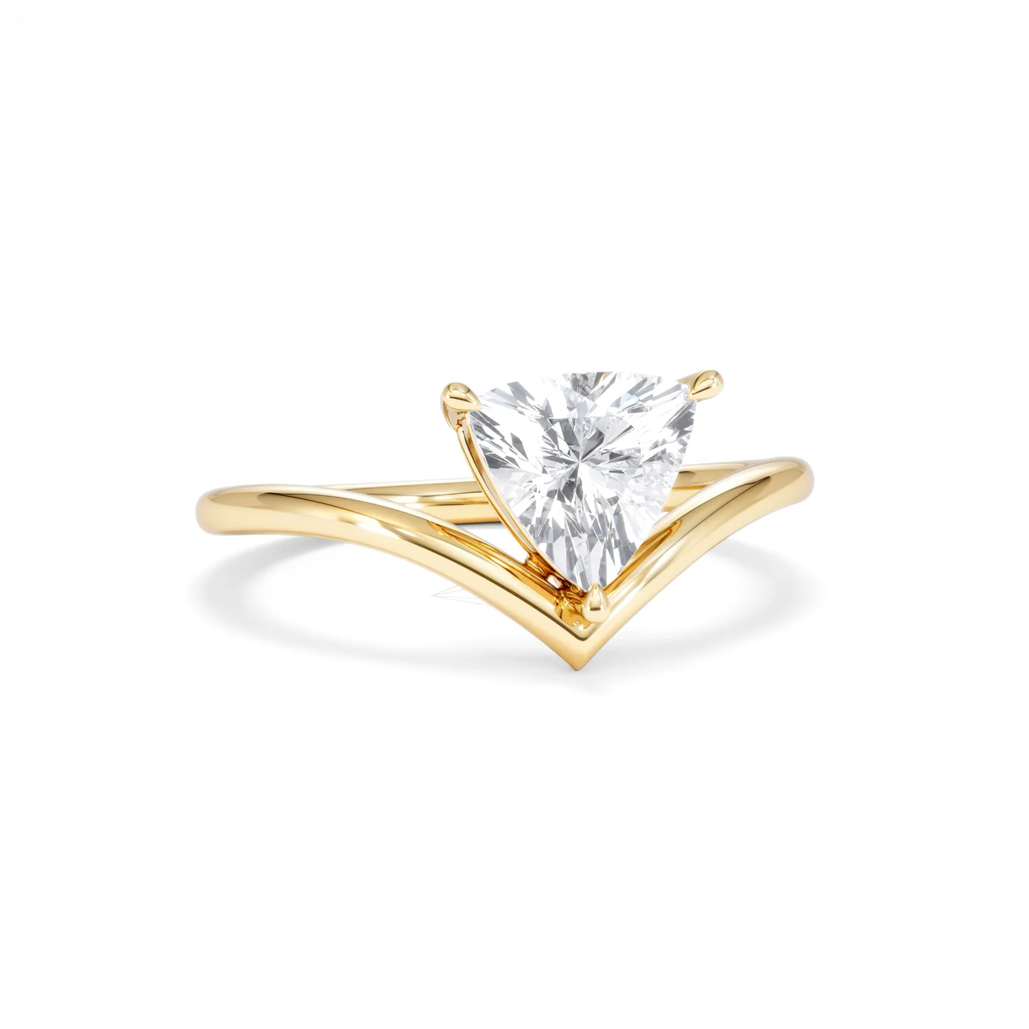 Vela 1.00ct Trillion Cut Lab Diamond Solitaire Engagement Ring in 18K Yellow Gold - Image 11