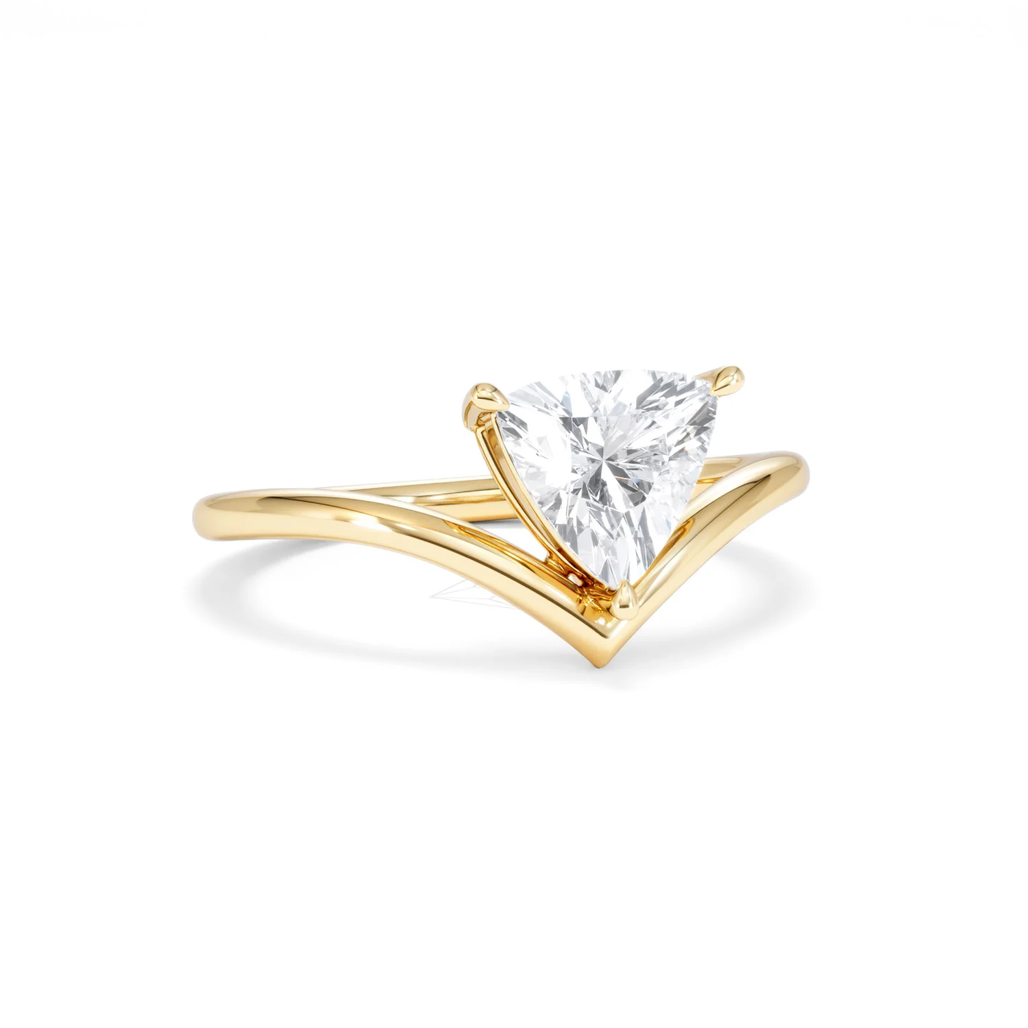 Vela 1.00ct Trillion Cut Lab Diamond Solitaire Engagement Ring in 18K Yellow Gold - Image 12