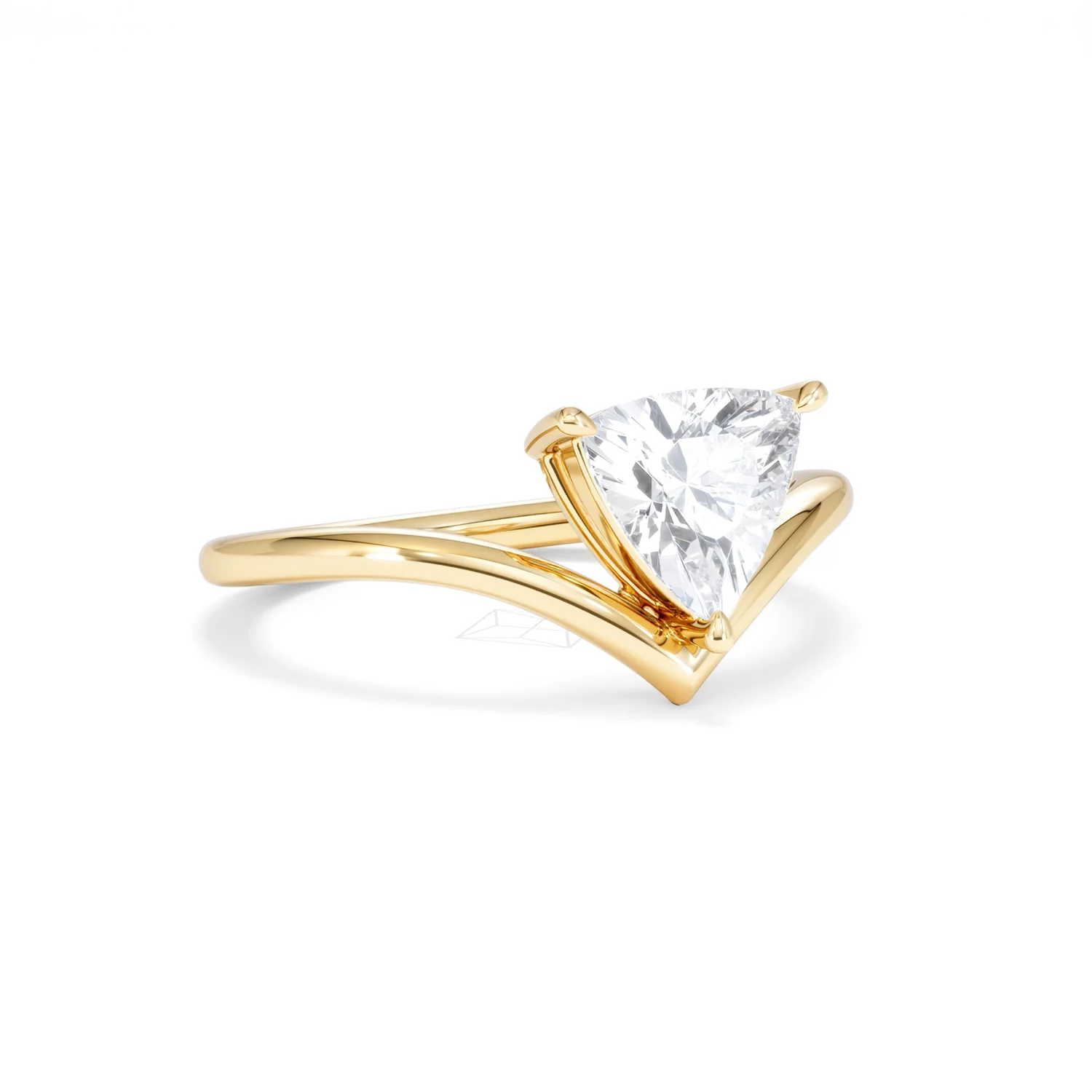 Vela 1.00ct Trillion Cut Lab Diamond Solitaire Engagement Ring in 18K Yellow Gold - Image 14